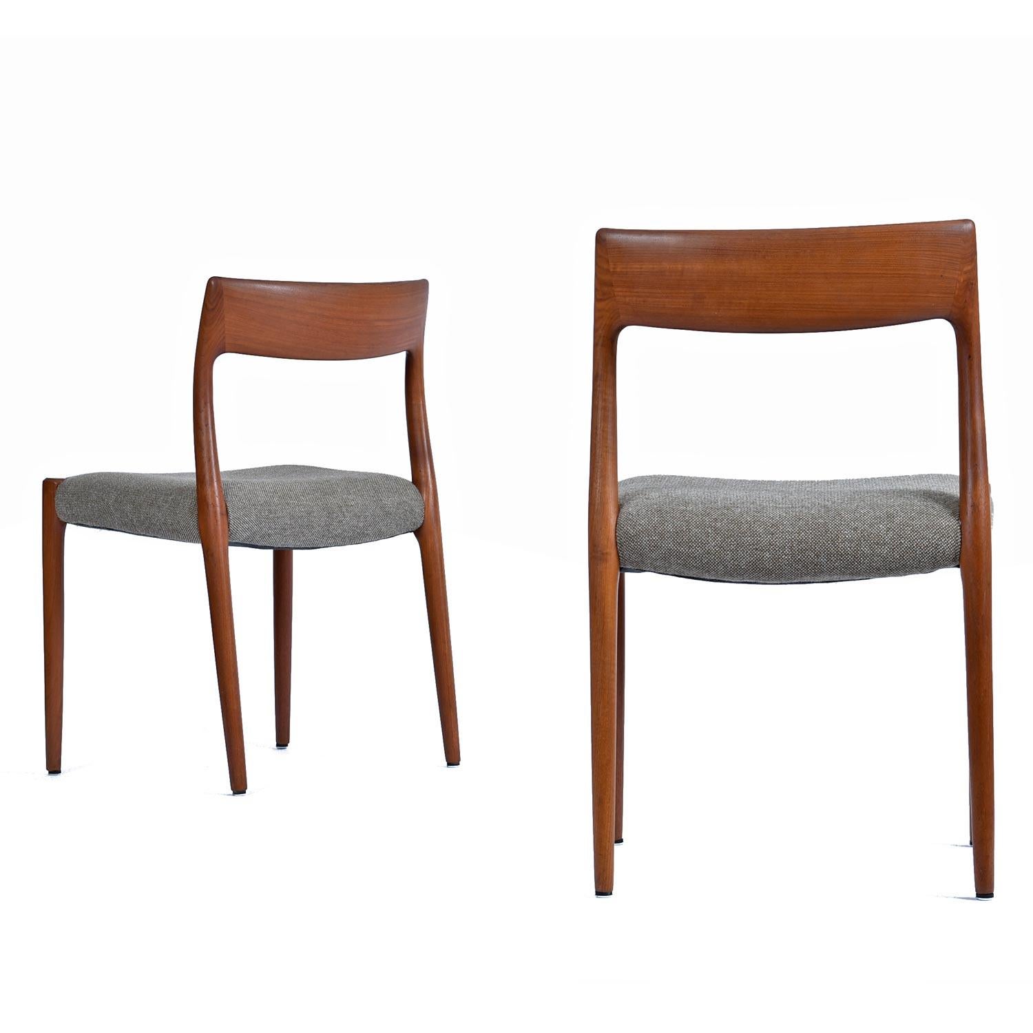 Scandinavian Modern Six Danish Teak Dining Chairs Model 75 by Niels Otto Møller