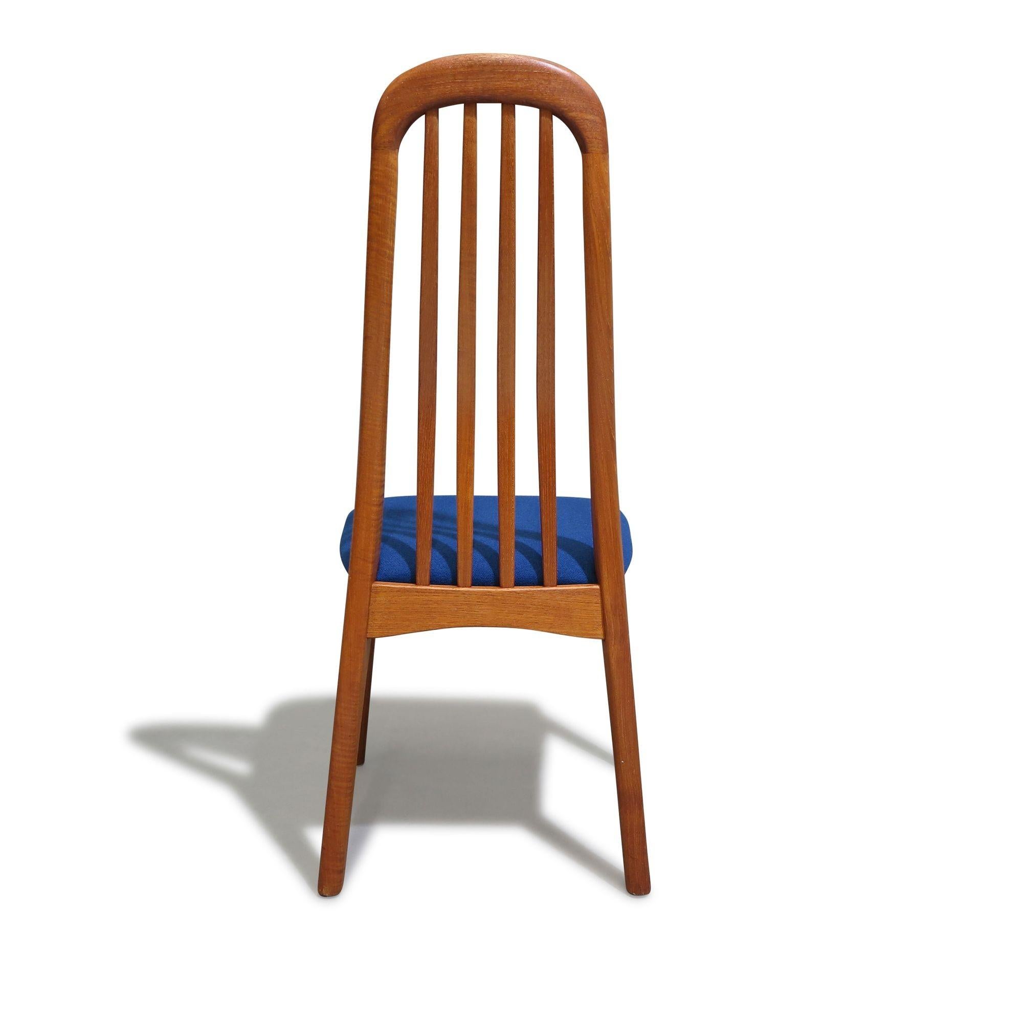 Wool Six Danish Teak Highback Dining Chairs For Sale