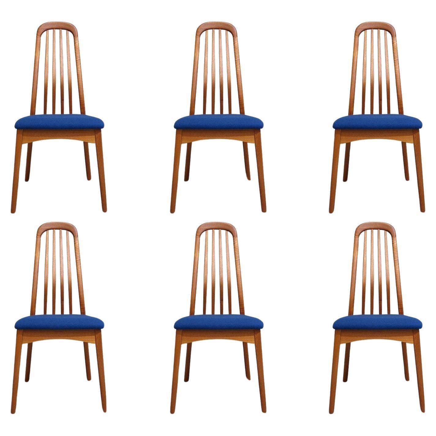 Six chaises de salle à manger hautes en teck danois