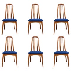 Six chaises de salle à manger hautes en teck danois