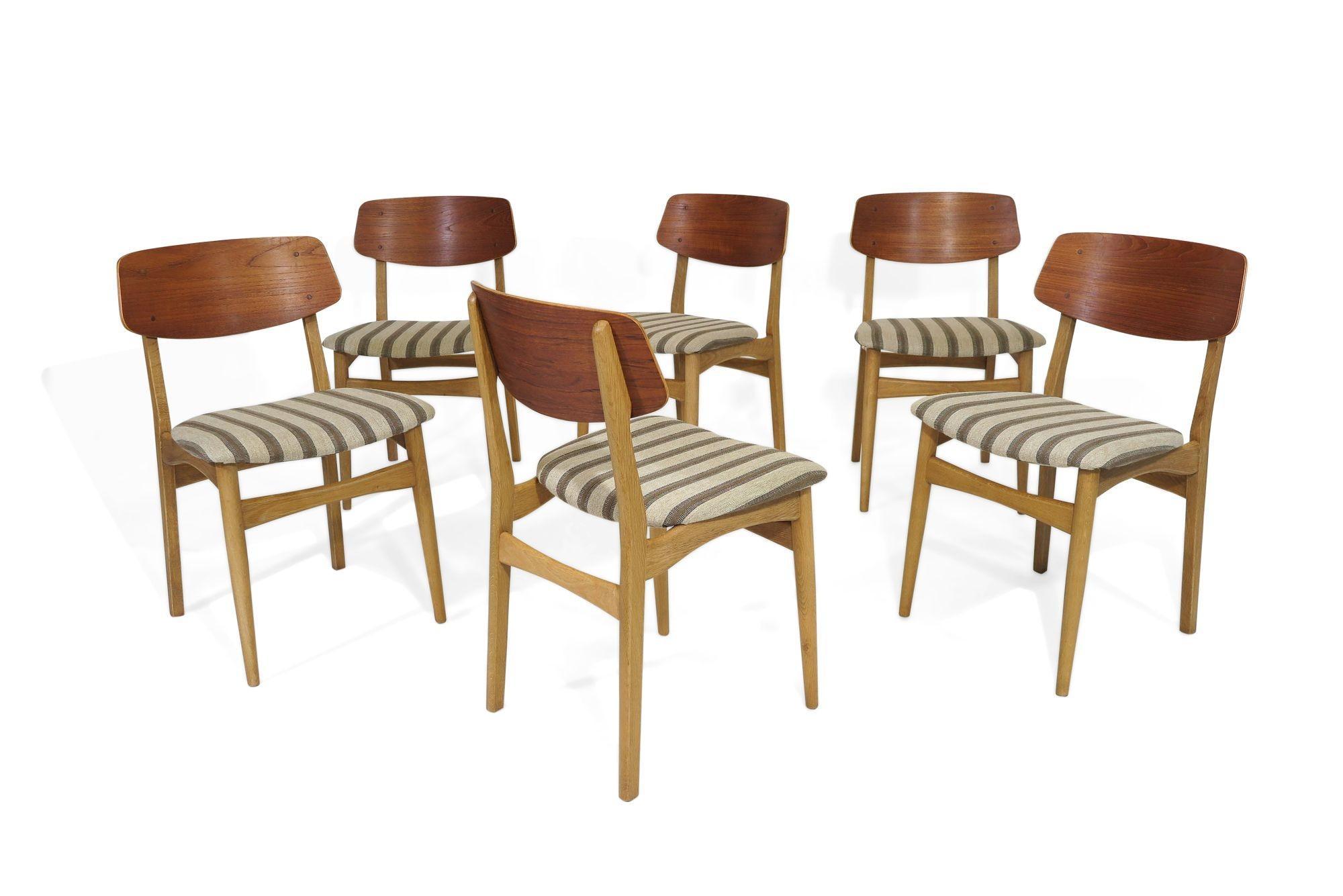 Six Danish Teak & Oak Dining Chairs 4