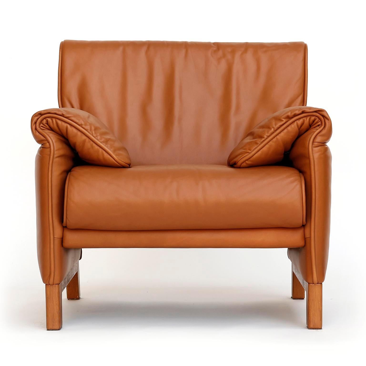 Four De Sede 'DS-14' Armchairs Lounge Chairs, Cognac Leather Teak, 1989 In Excellent Condition For Sale In Hausmannstätten, AT