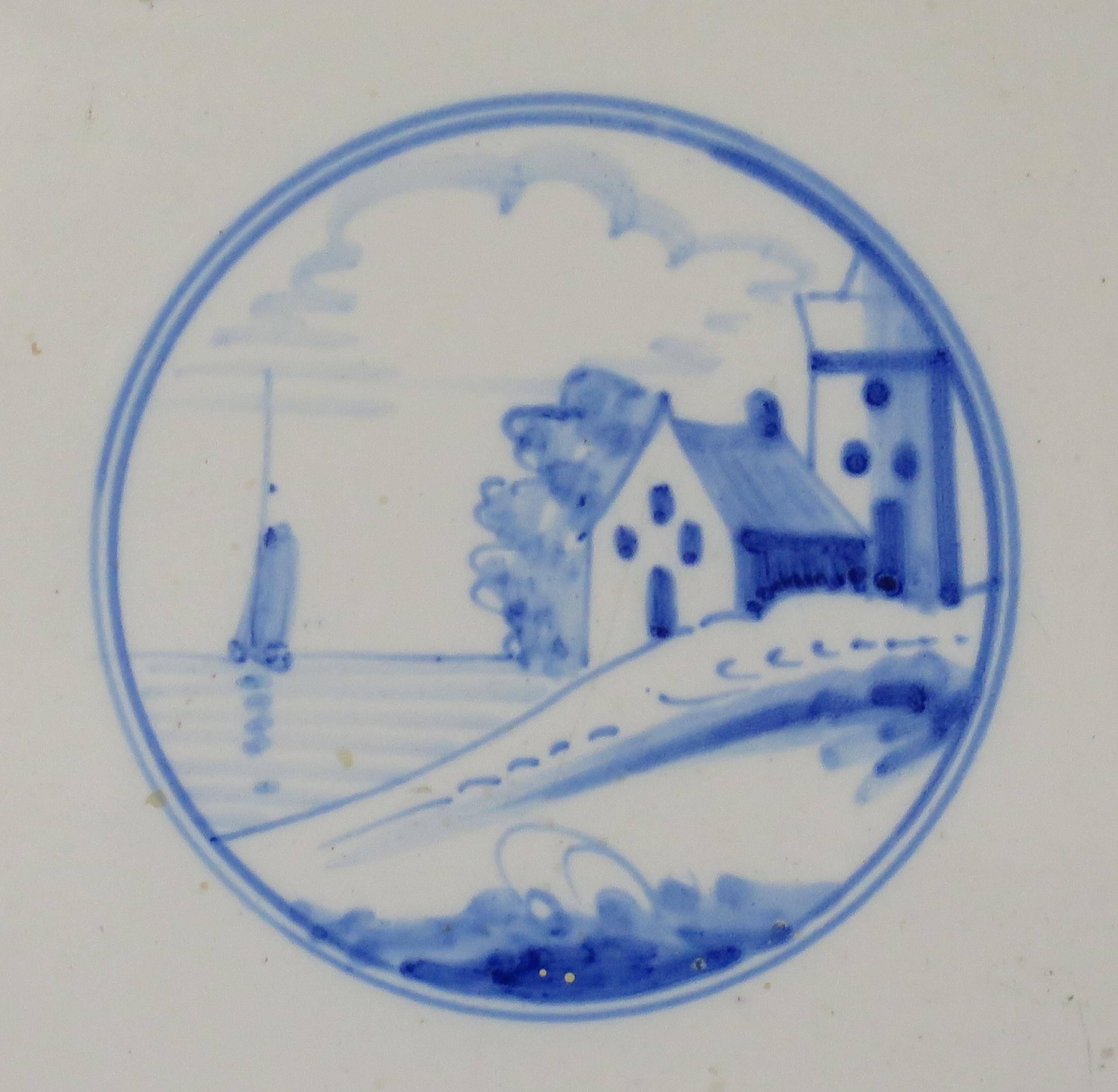 Six Delft Blue and White Tiles All Hand Painted, Dutch, 19th Century 5