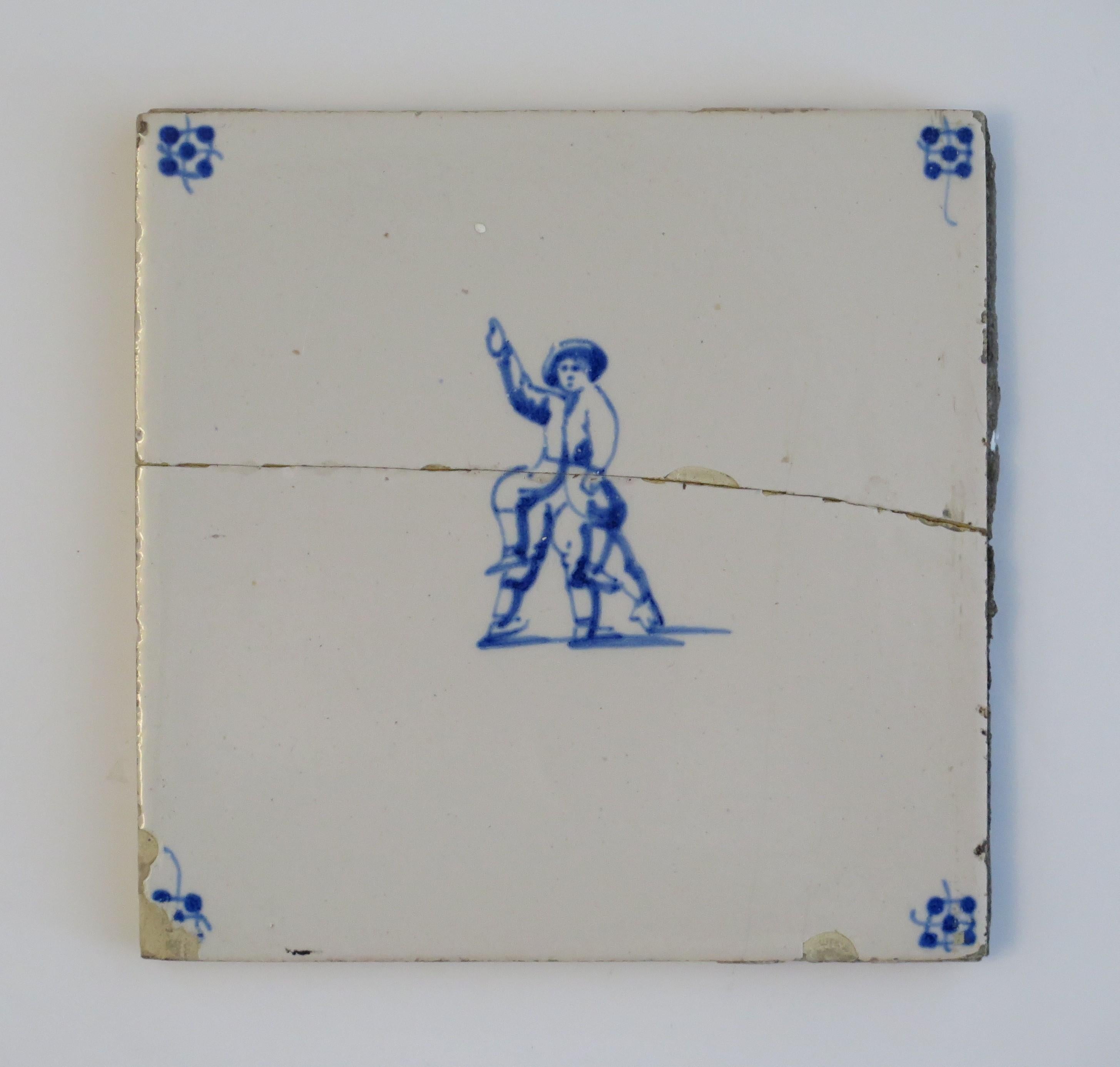 Six Delft Blue and White Tiles All Hand Painted, Dutch, 19th Century 5