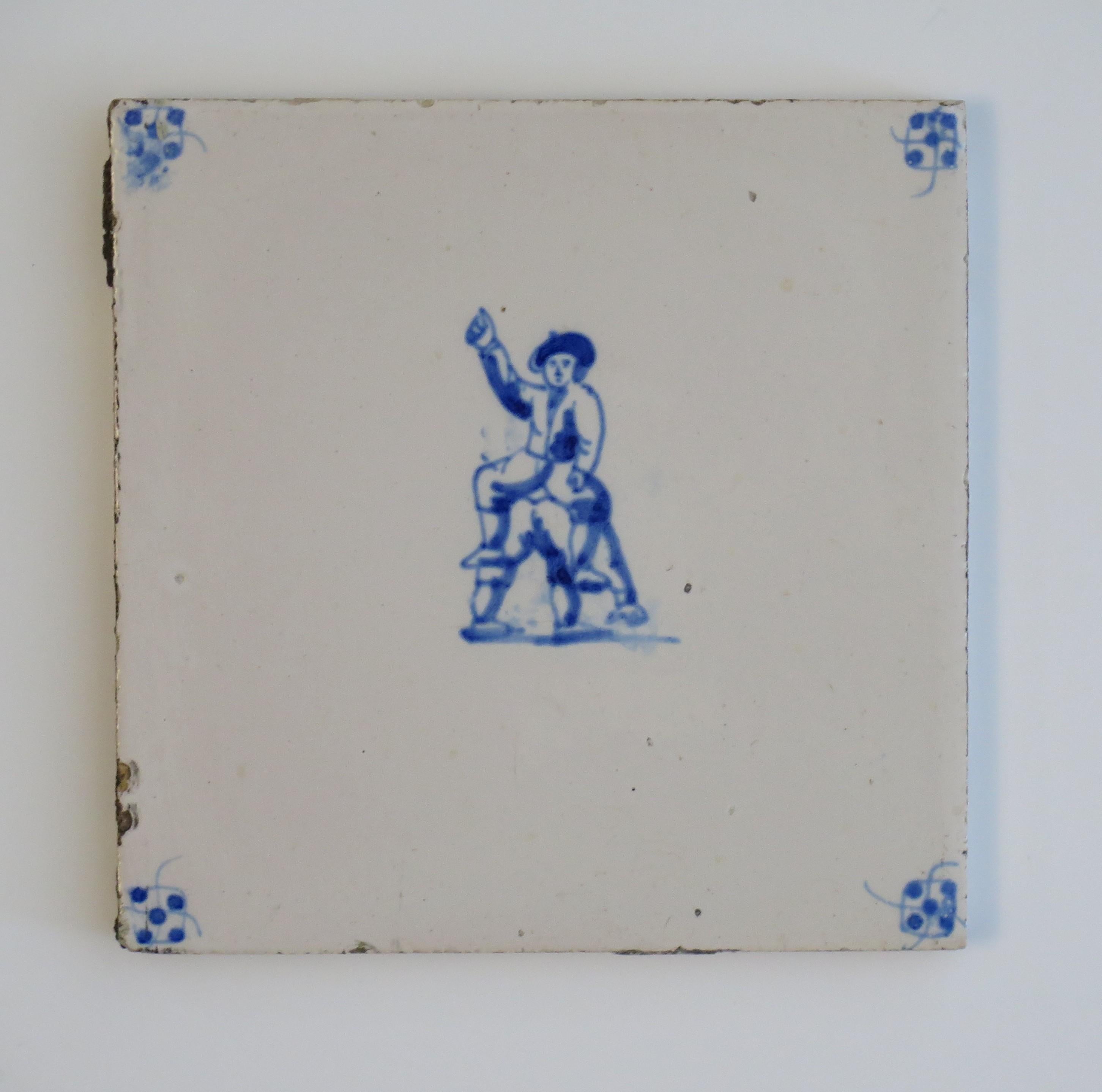 Six Delft Blue and White Tiles All Hand Painted, Dutch, 19th Century 6