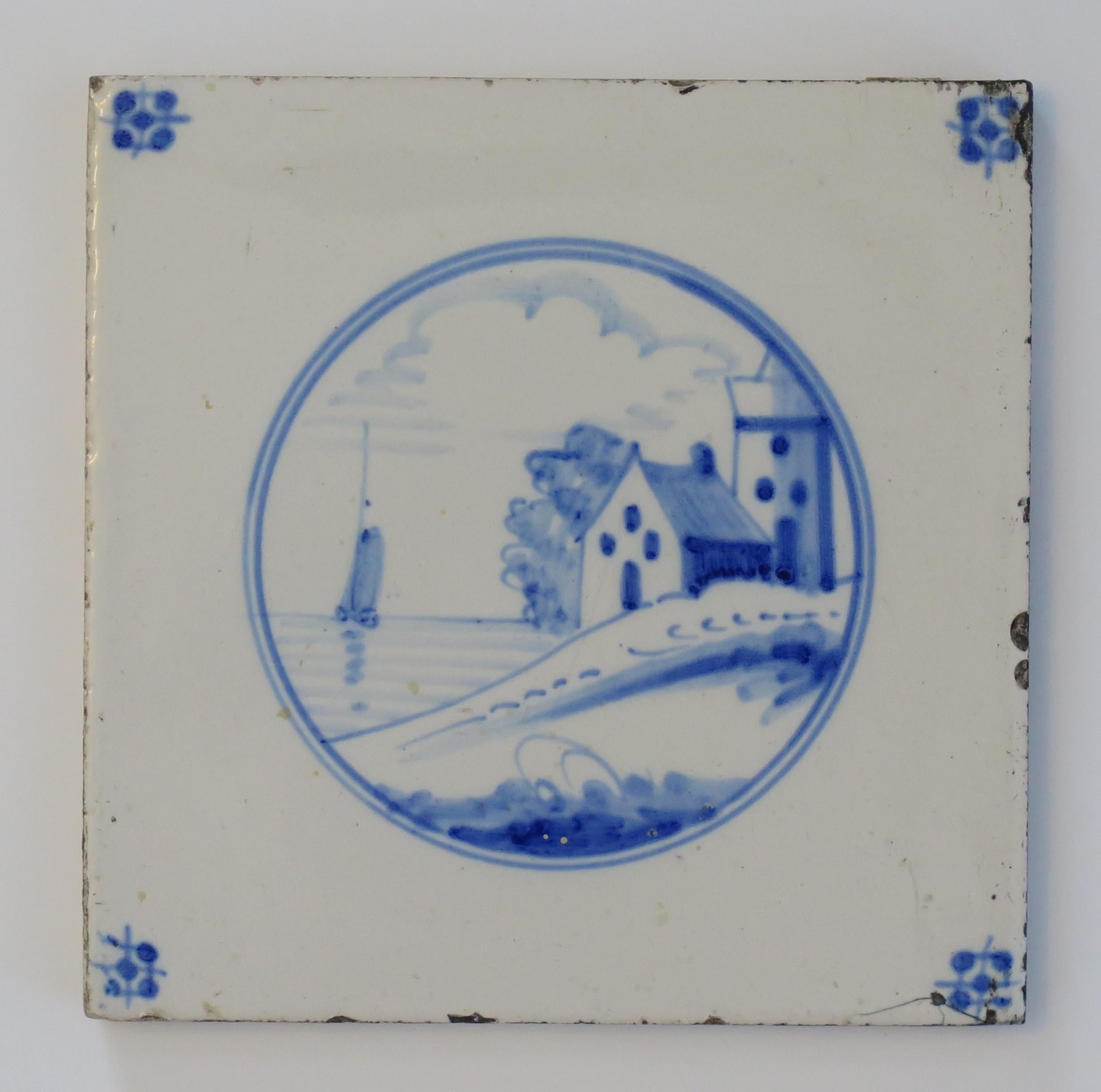 Six Delft Blue and White Tiles All Hand Painted, Dutch, 19th Century 8