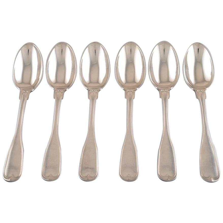 Six Dessert Spoons, Old Rifled, Danish Silver 0.830. Guardein: Jens Sigsgaard For Sale