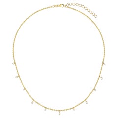 Six Diamond 14K (or 18k upon request) Yellow Gold Diamond Station Necklace
