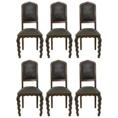 Antique Six Dining Chairs 1910 Art Nouveau Art Deco Rare Find Hollywood Grotto