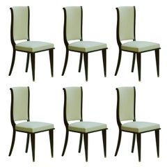 Six Dining Chairs Art Deco Empire Rev French Upholstered style of Andre Arbus