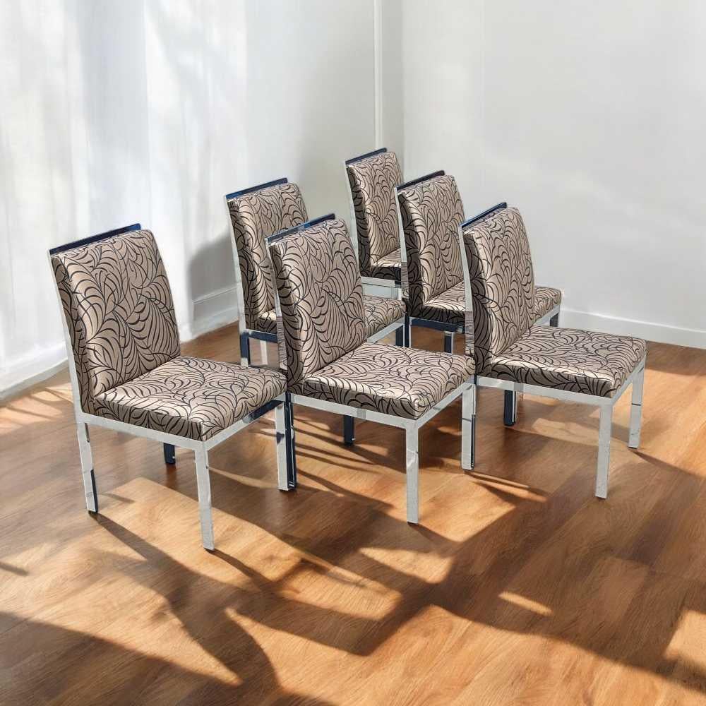 Set of 6 Chrome Dining Chairs by Design Institute of America (DIA), 1970s

Measurements: 37