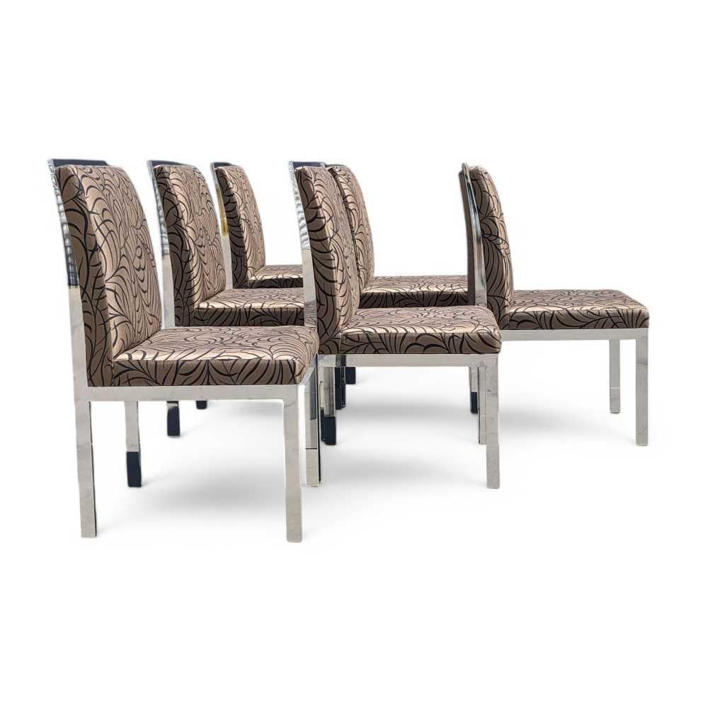 Upholstery Six Dining Chairs by DIA, Chrome, Mid Century Modern, MCM For Sale