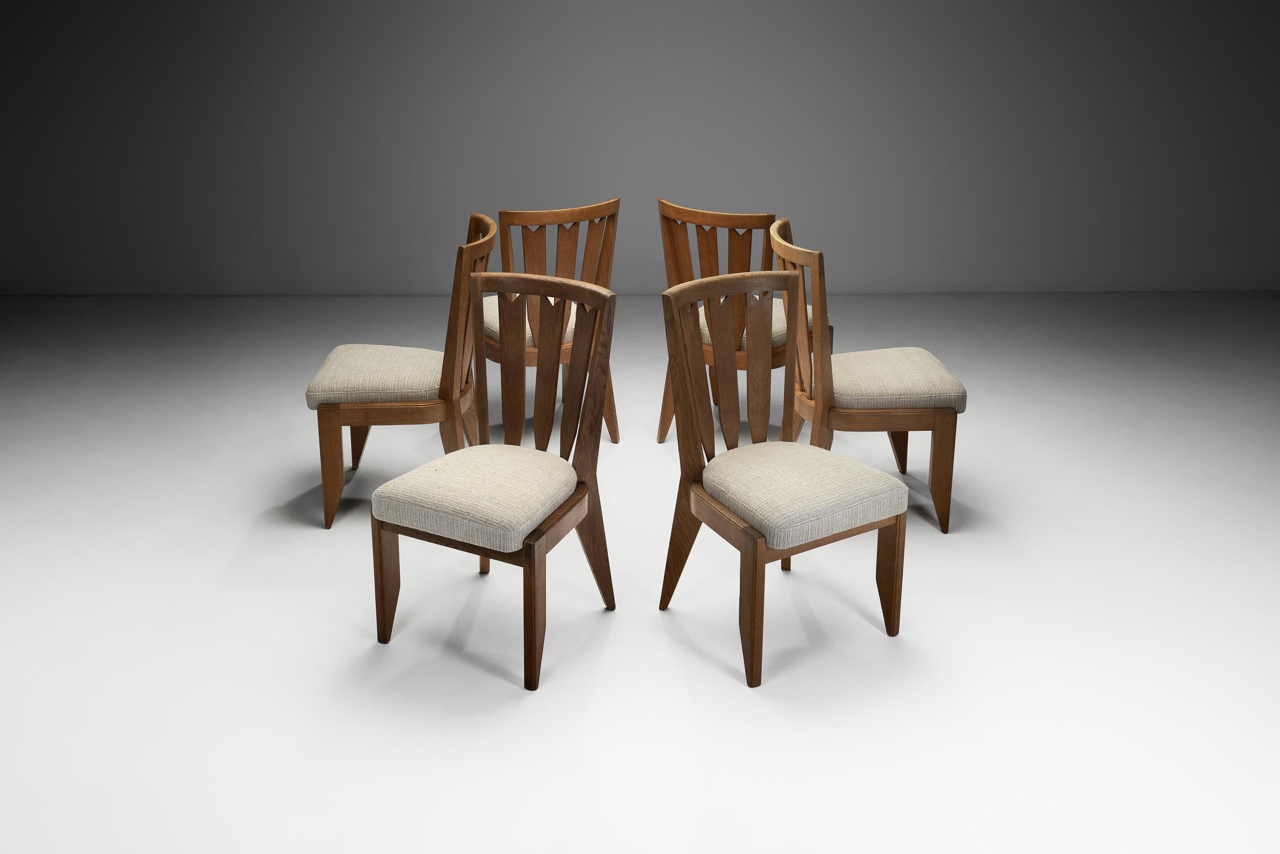 Mid-Century Modern Six Dining Chairs by Guillerme et Chambron for Votre Maison, France 20th Century en vente