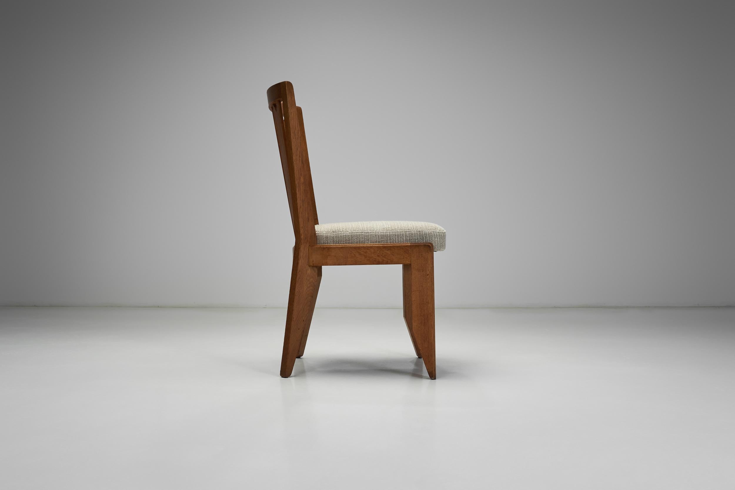 Tissu Six Dining Chairs by Guillerme et Chambron for Votre Maison, France 20th Century en vente