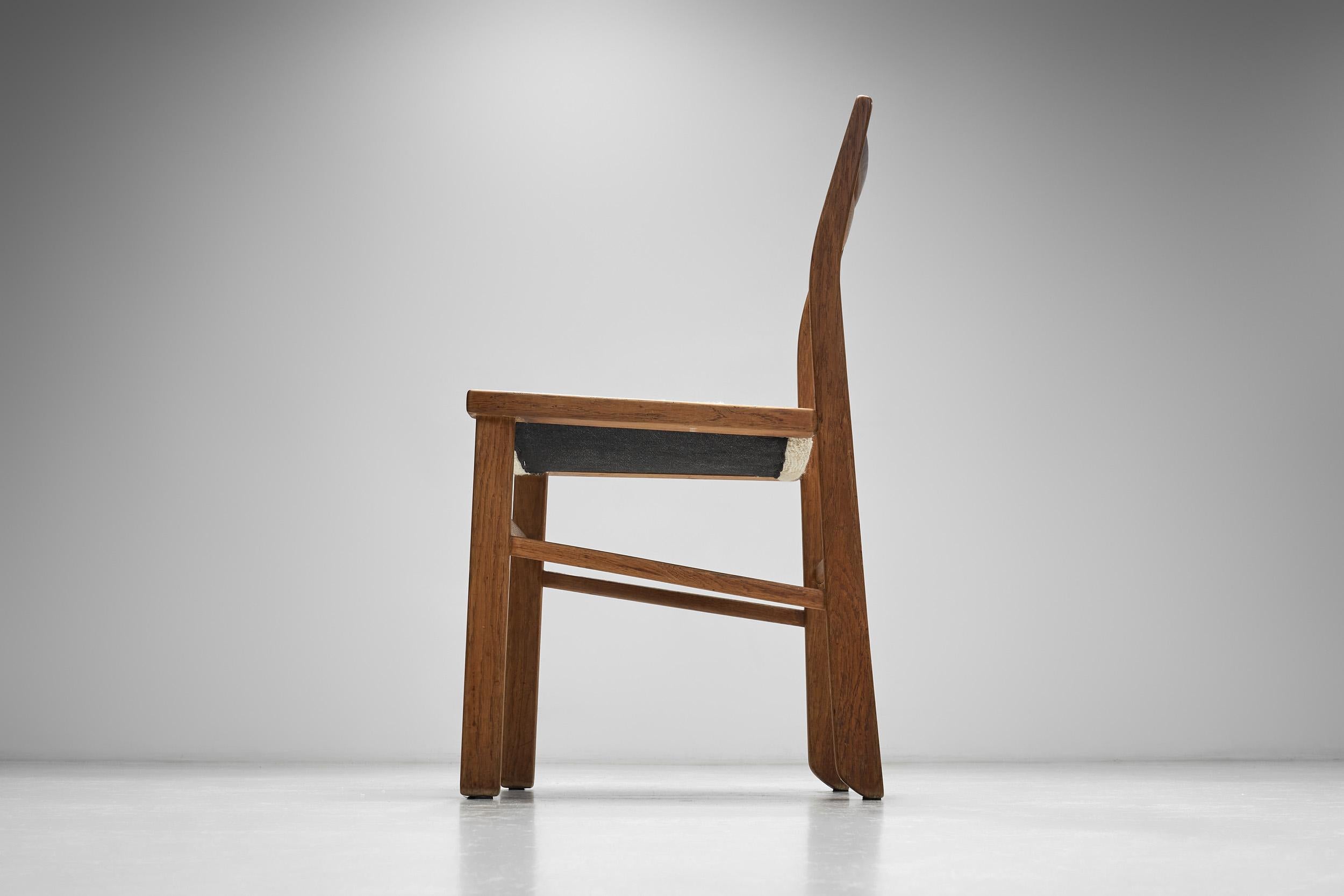 Six Dining Chairs by Guillerme et Chambron for Votre Maison, France circa 1960s For Sale 6