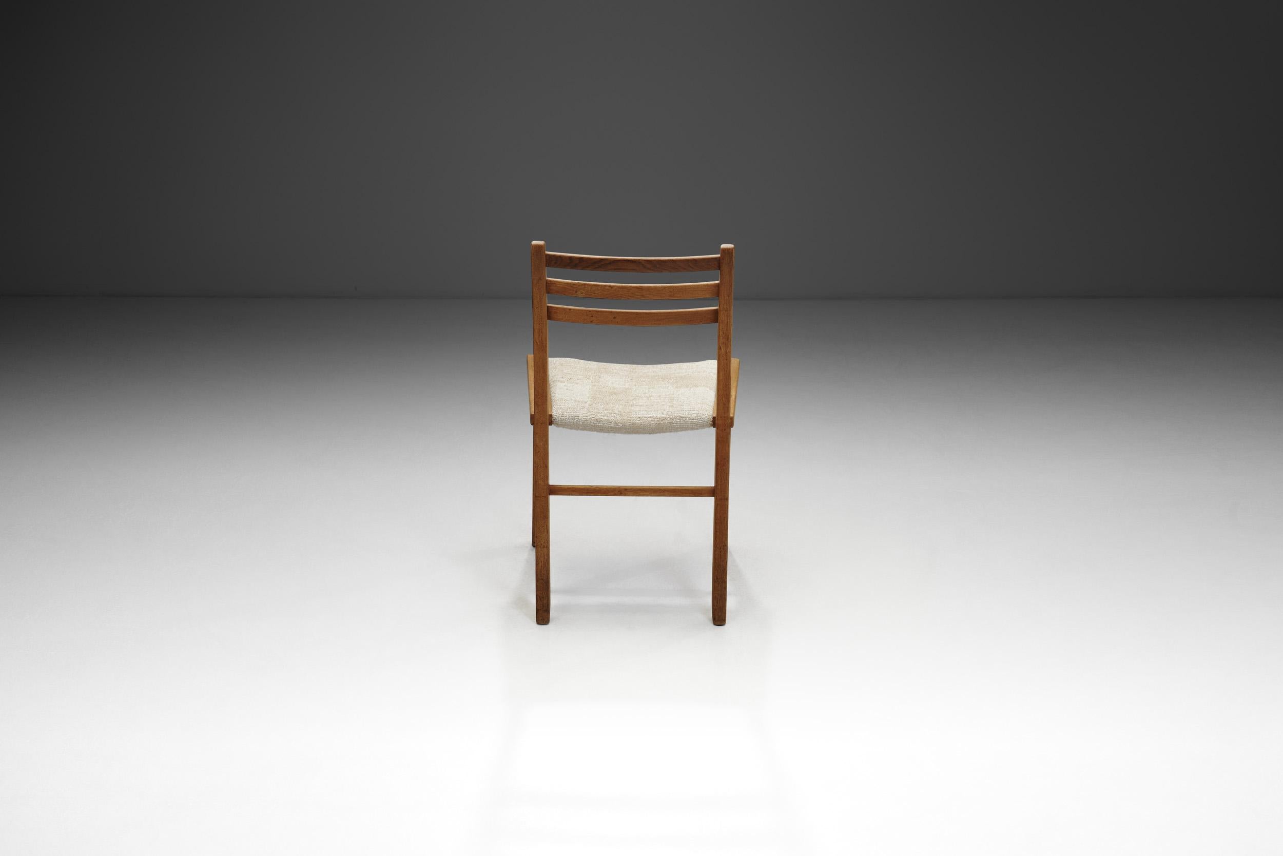 Fabric Six Dining Chairs by Guillerme et Chambron for Votre Maison, France circa 1960s For Sale