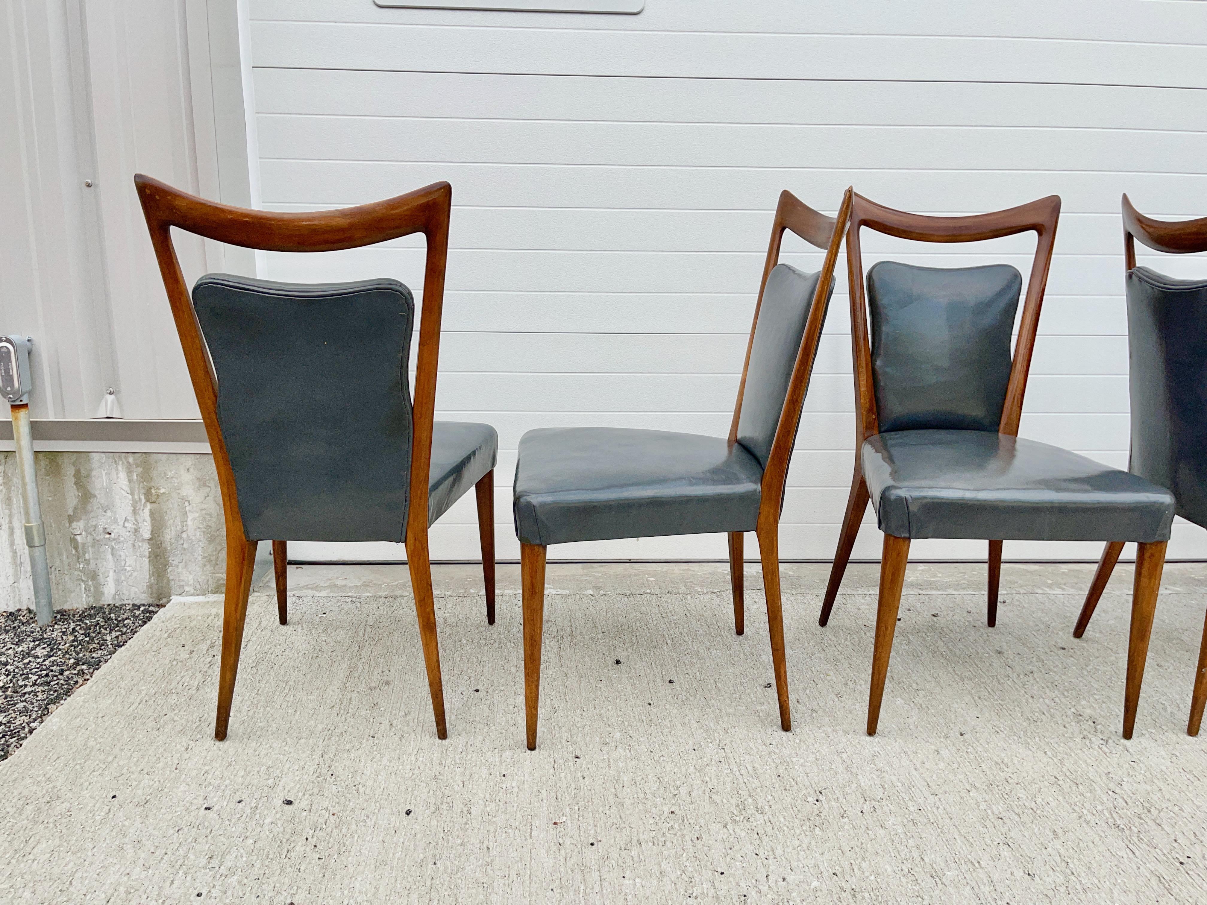 Leather Six Dining Chairs by Mario Gottardi & Melchiorre Bega for Erno Fabry