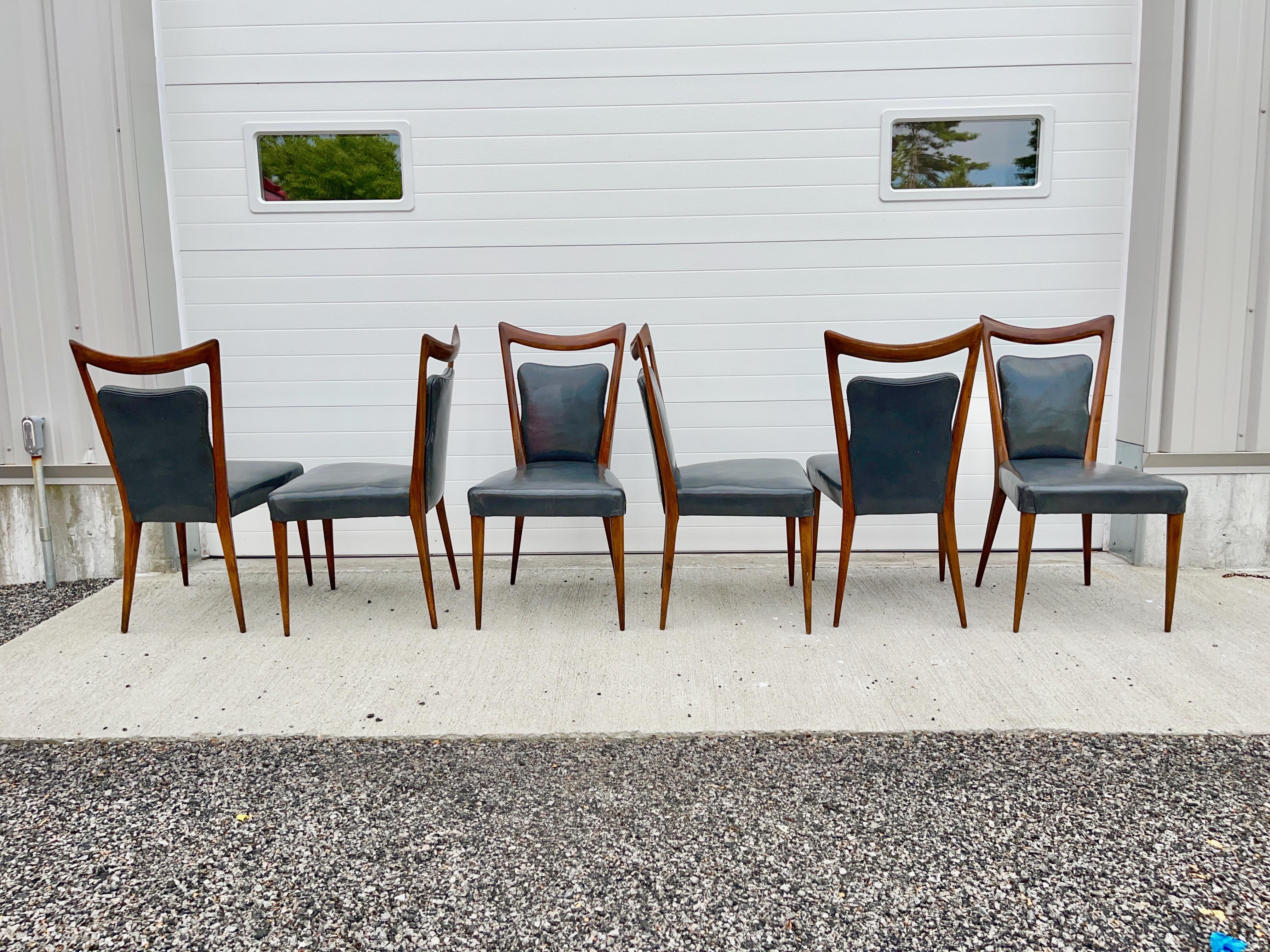Six Dining Chairs by Mario Gottardi & Melchiorre Bega for Erno Fabry In Good Condition In Hanover, MA