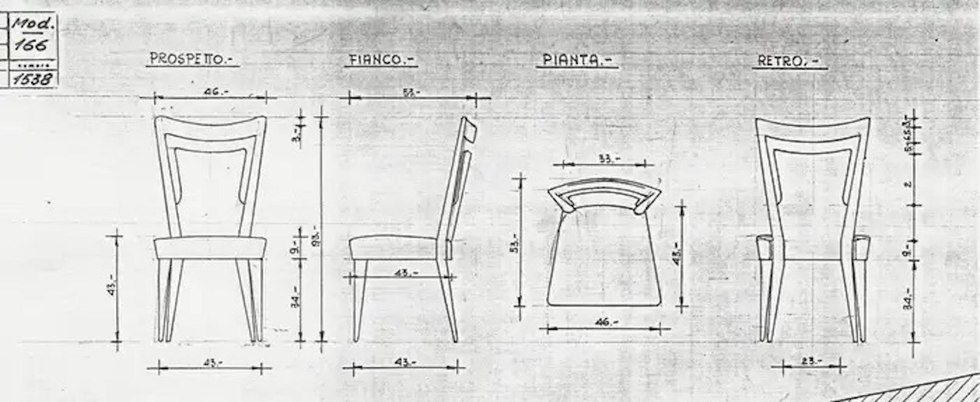 Italian Six Dining Chairs by Mario Gottardi & Melchiorre Bega for Erno Fabry