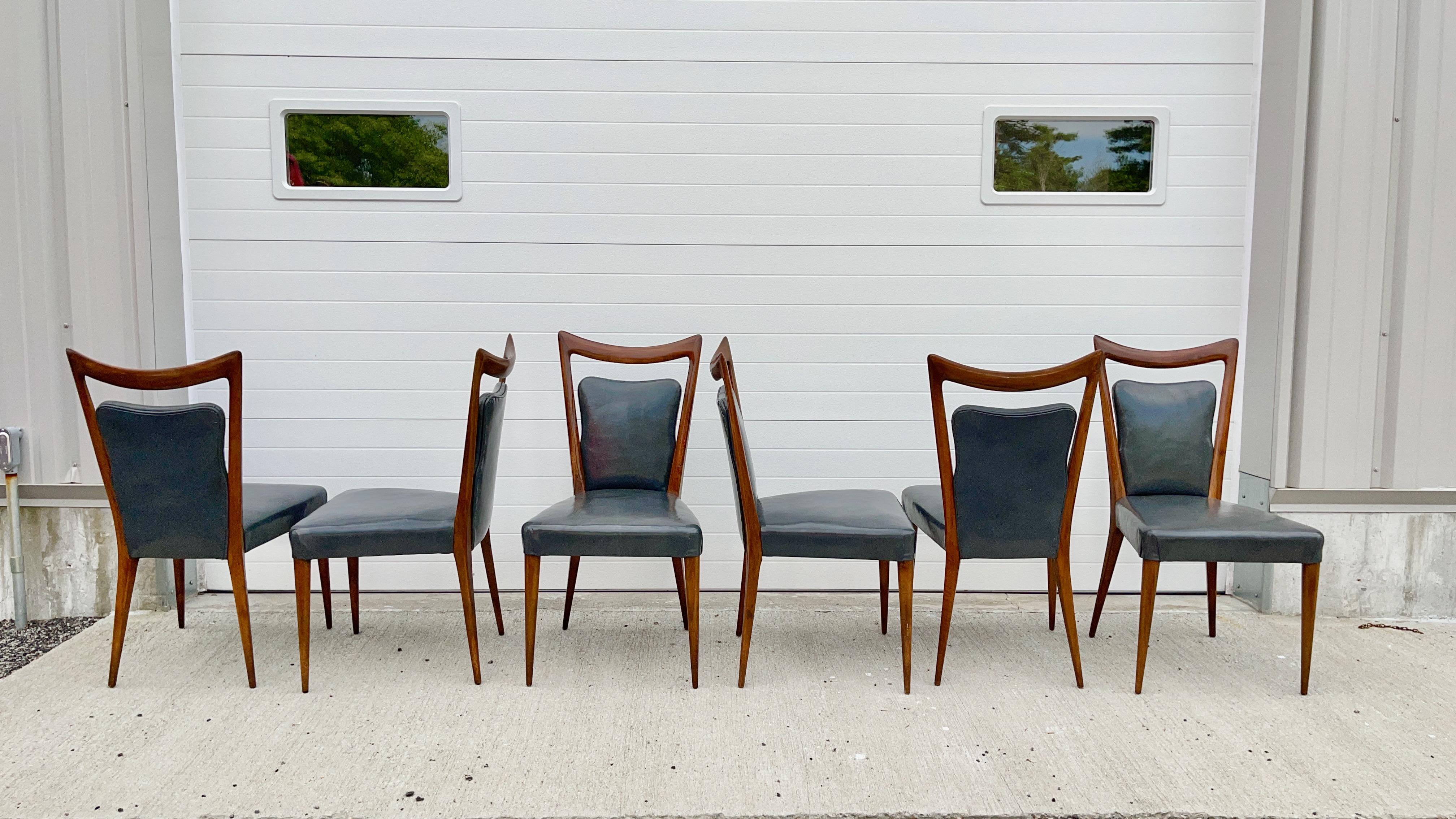 Mid-20th Century Six Dining Chairs by Mario Gottardi & Melchiorre Bega for Erno Fabry