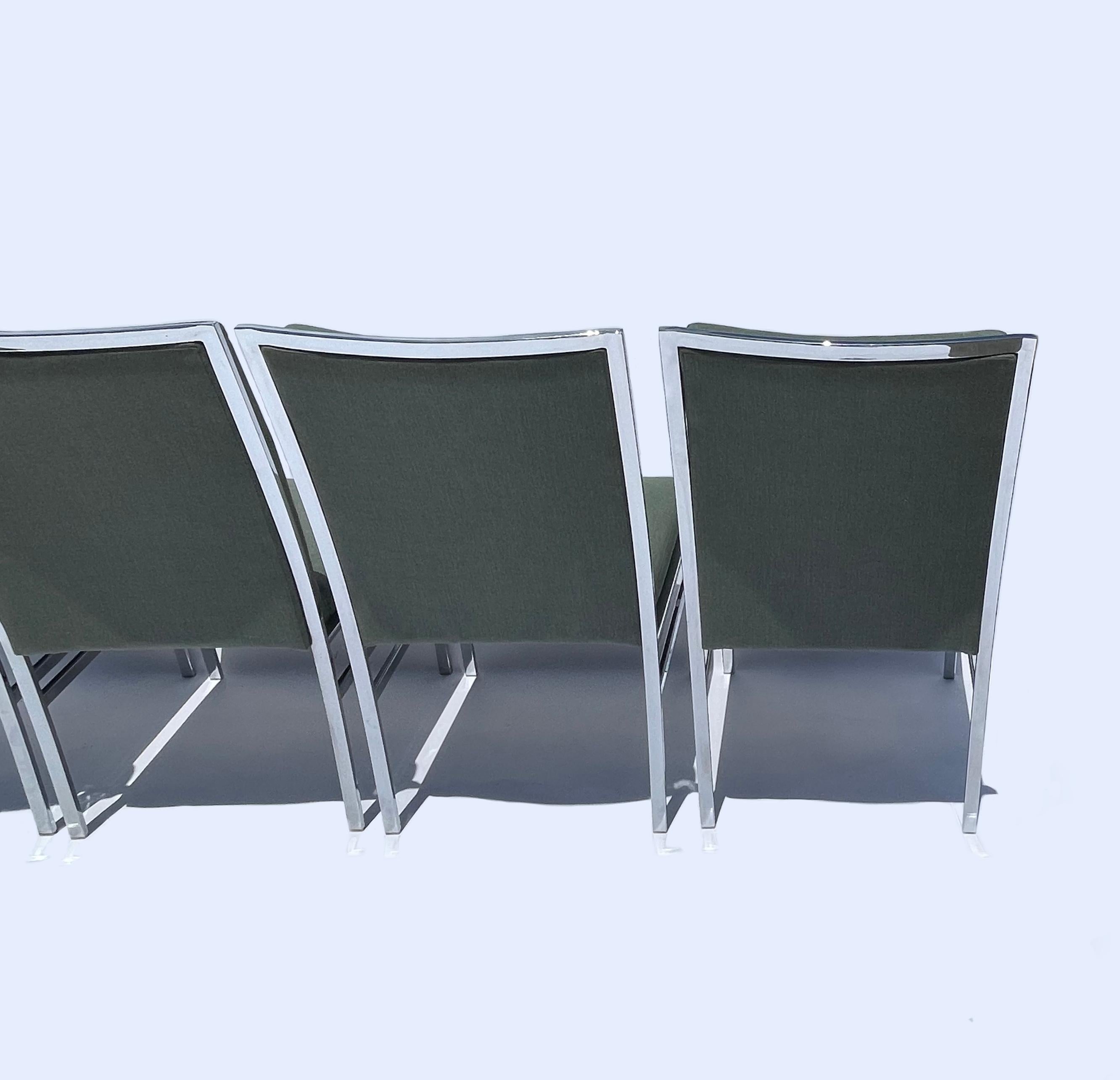 Six Dining Chairs by Pierre Cardin, Newly Reupholstered For Sale 5
