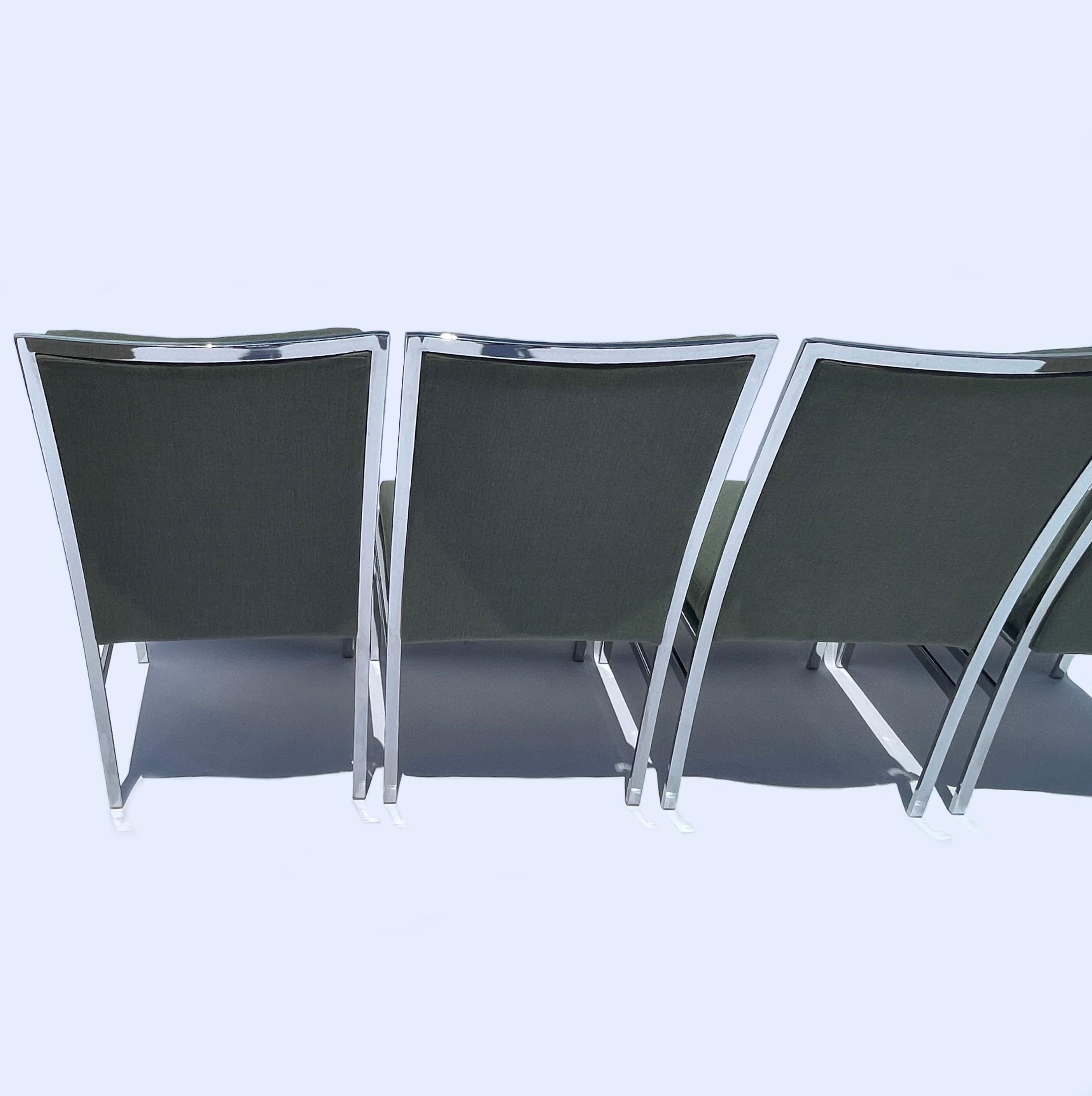 Six Dining Chairs by Pierre Cardin, Newly Reupholstered For Sale 6