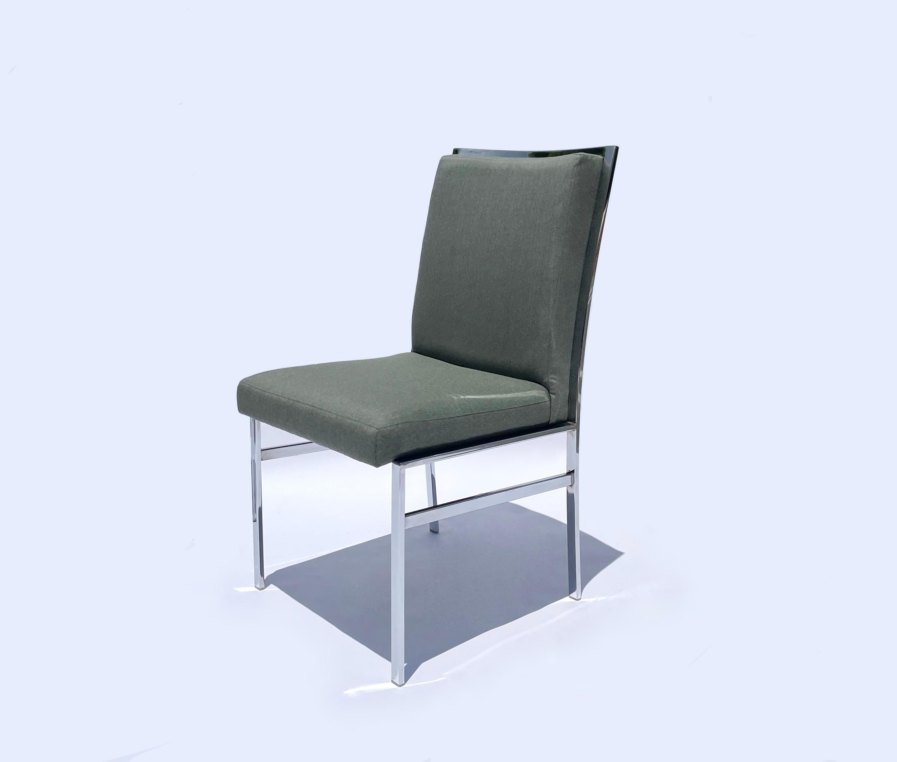 Six Dining Chairs by Pierre Cardin, Newly Reupholstered In Good Condition For Sale In West Palm Beach, FL