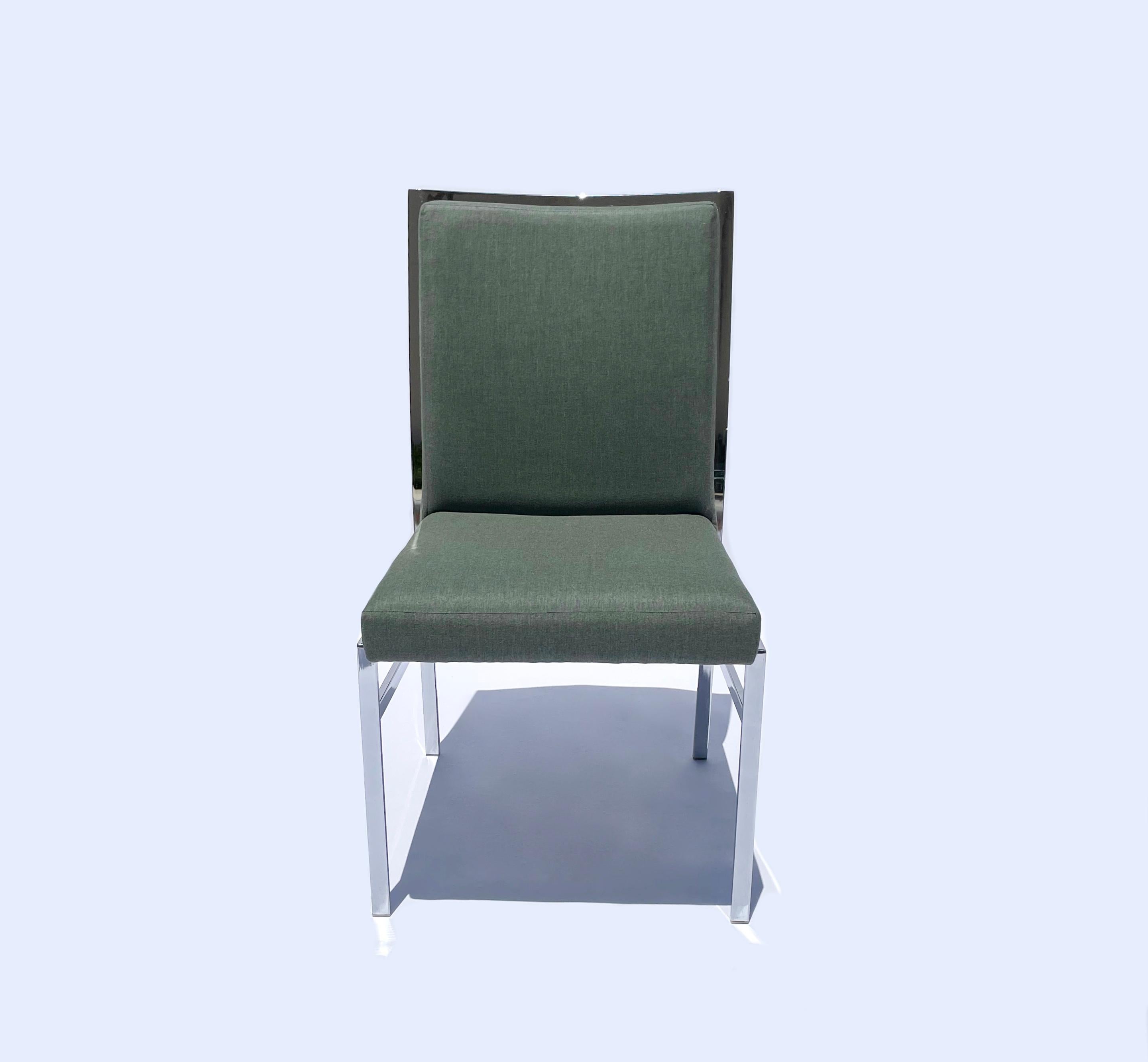 Steel Six Dining Chairs by Pierre Cardin, Newly Reupholstered For Sale