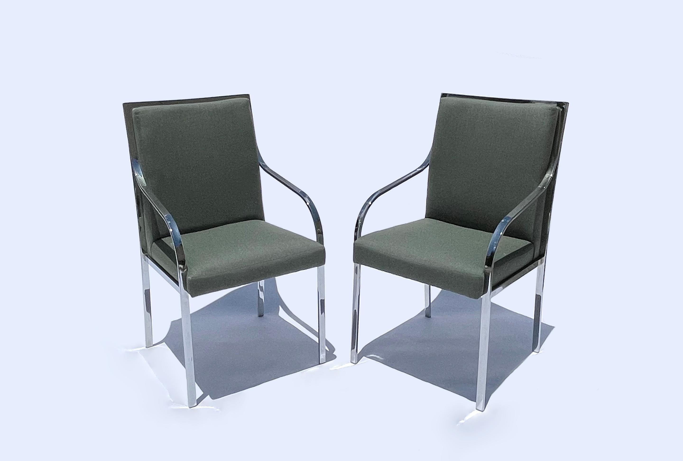 Six Dining Chairs by Pierre Cardin, Newly Reupholstered For Sale 1