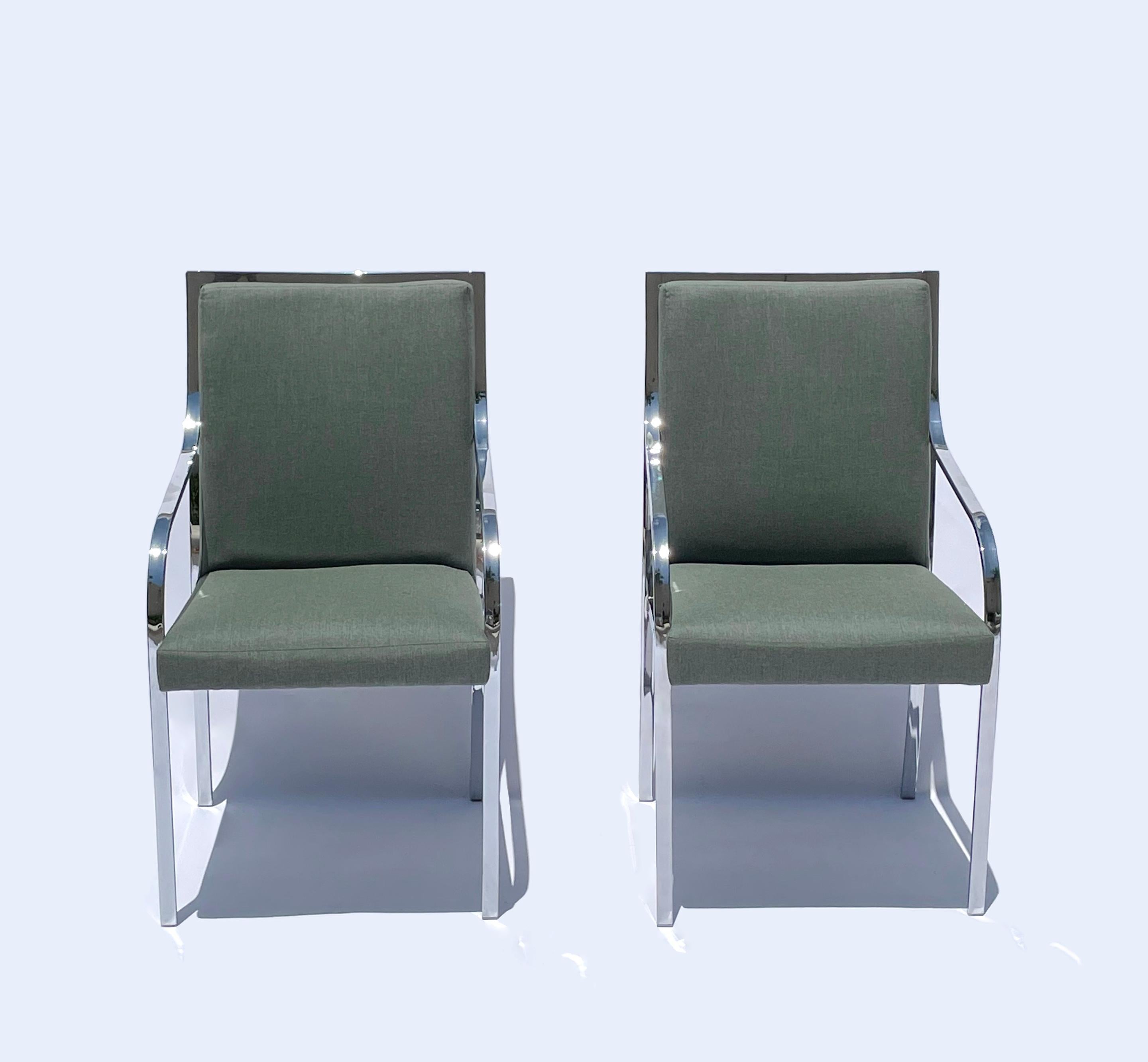 Six Dining Chairs by Pierre Cardin, Newly Reupholstered For Sale 2