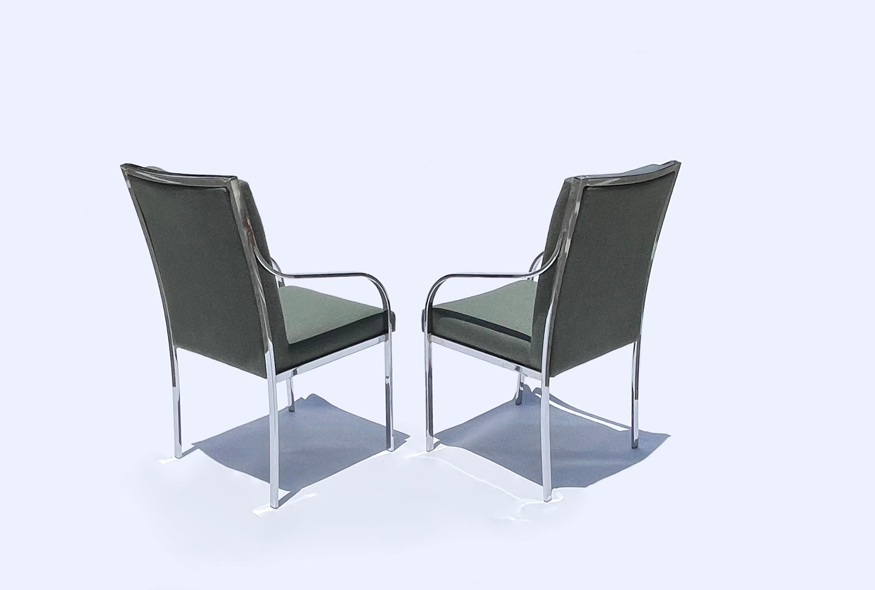 Six Dining Chairs by Pierre Cardin, Newly Reupholstered For Sale 3