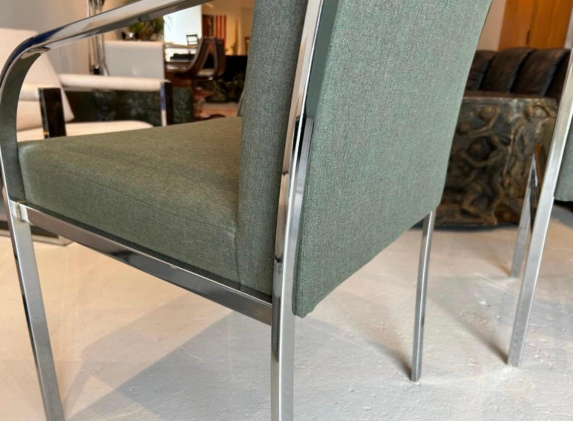 Six Dining Chairs by Pierre Cardin, Newly Reupholstered For Sale 7