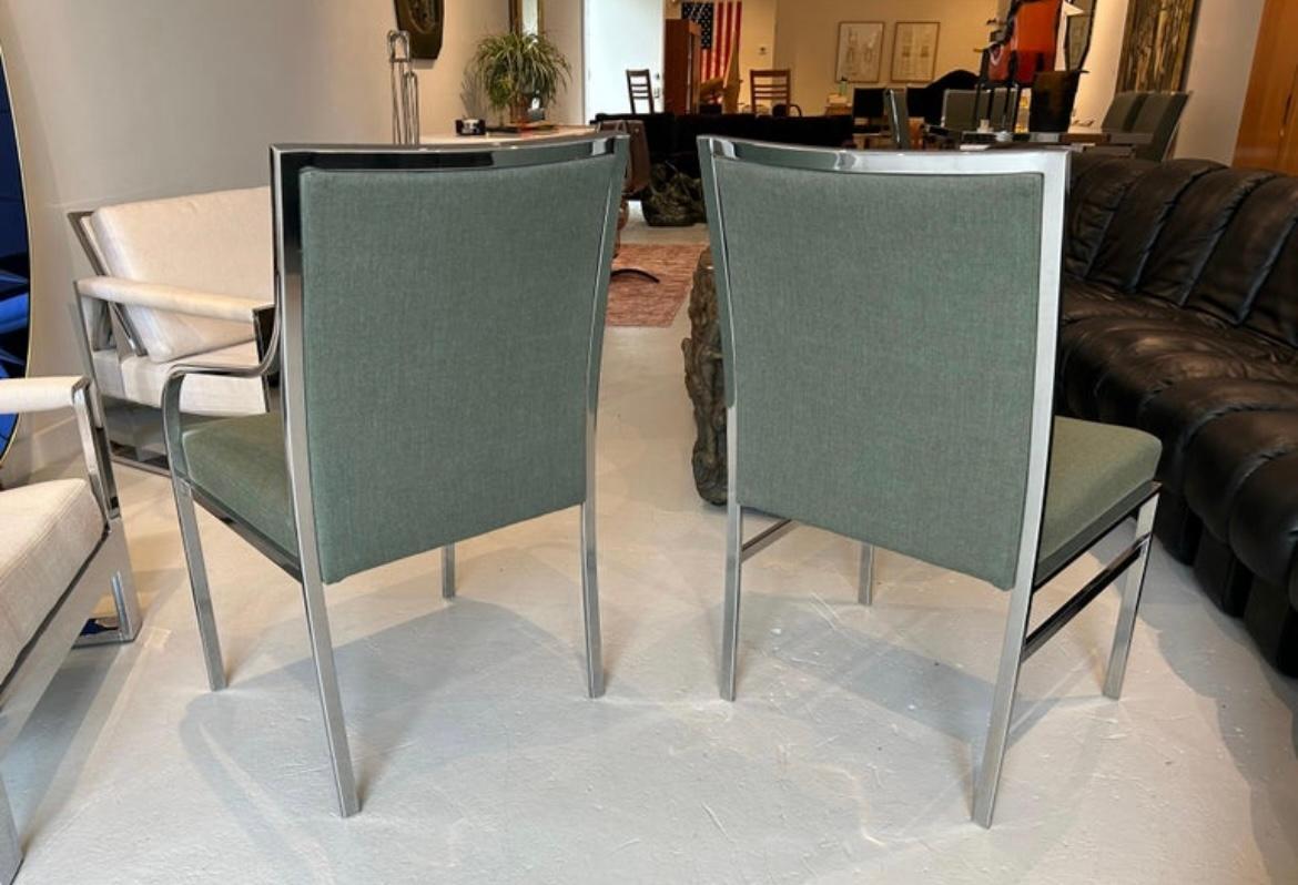 Six Dining Chairs by Pierre Cardin, Newly Reupholstered For Sale 8