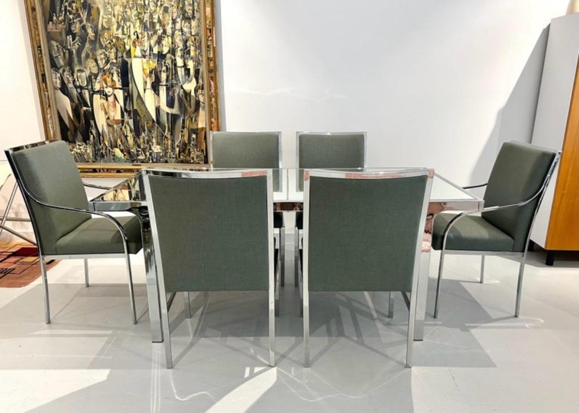 Six Dining Chairs by Pierre Cardin, Newly Reupholstered For Sale 12