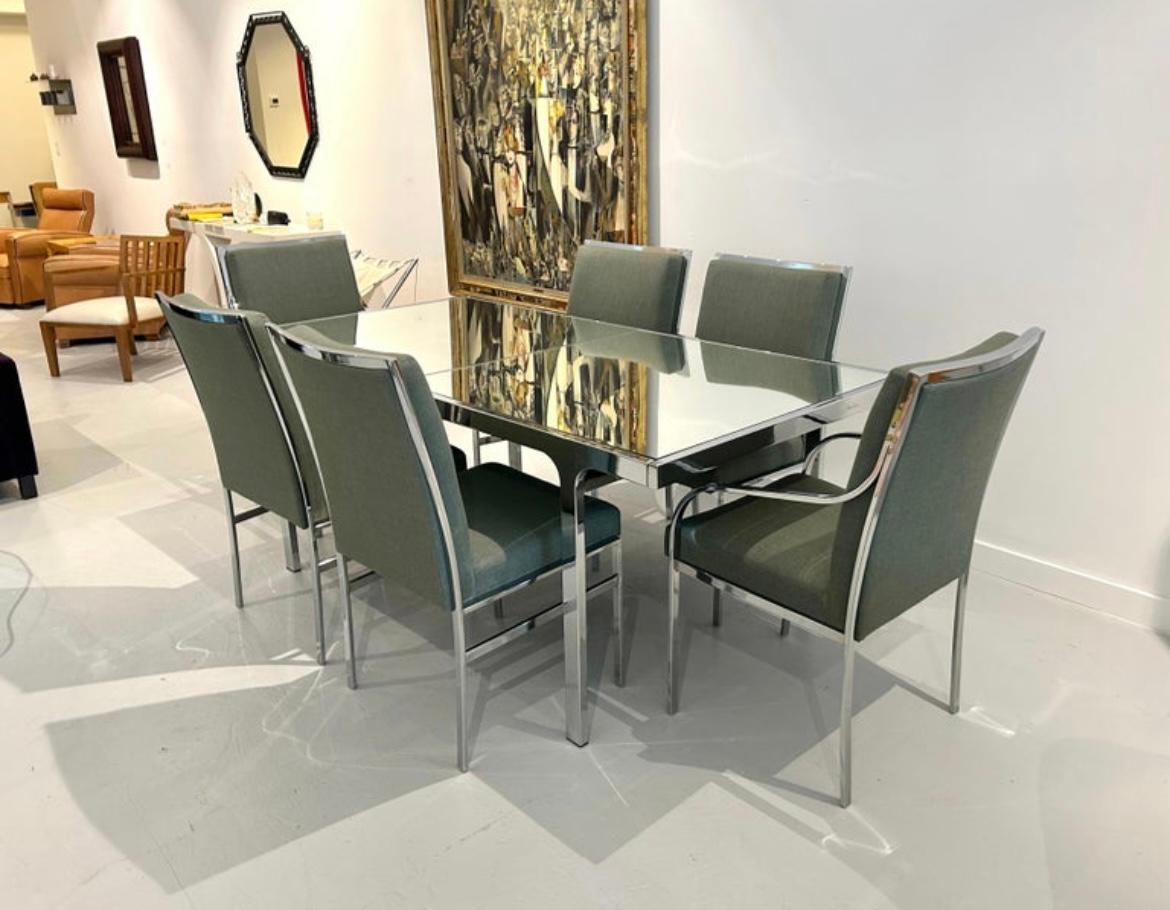 Six Dining Chairs by Pierre Cardin, Newly Reupholstered For Sale 13