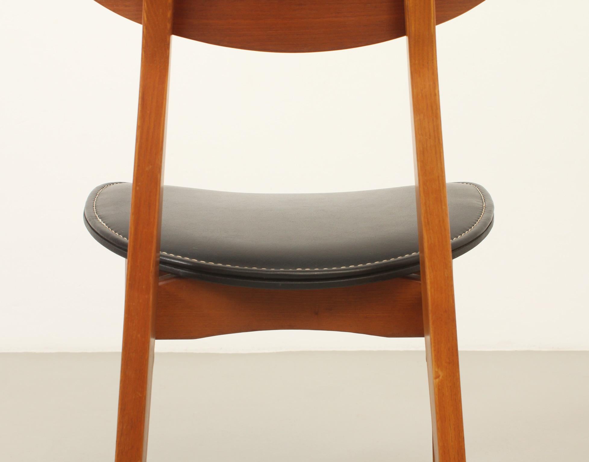 Six chaises de salle à manger de Roger Landault pour Maison Sentou, France, années 1950 3