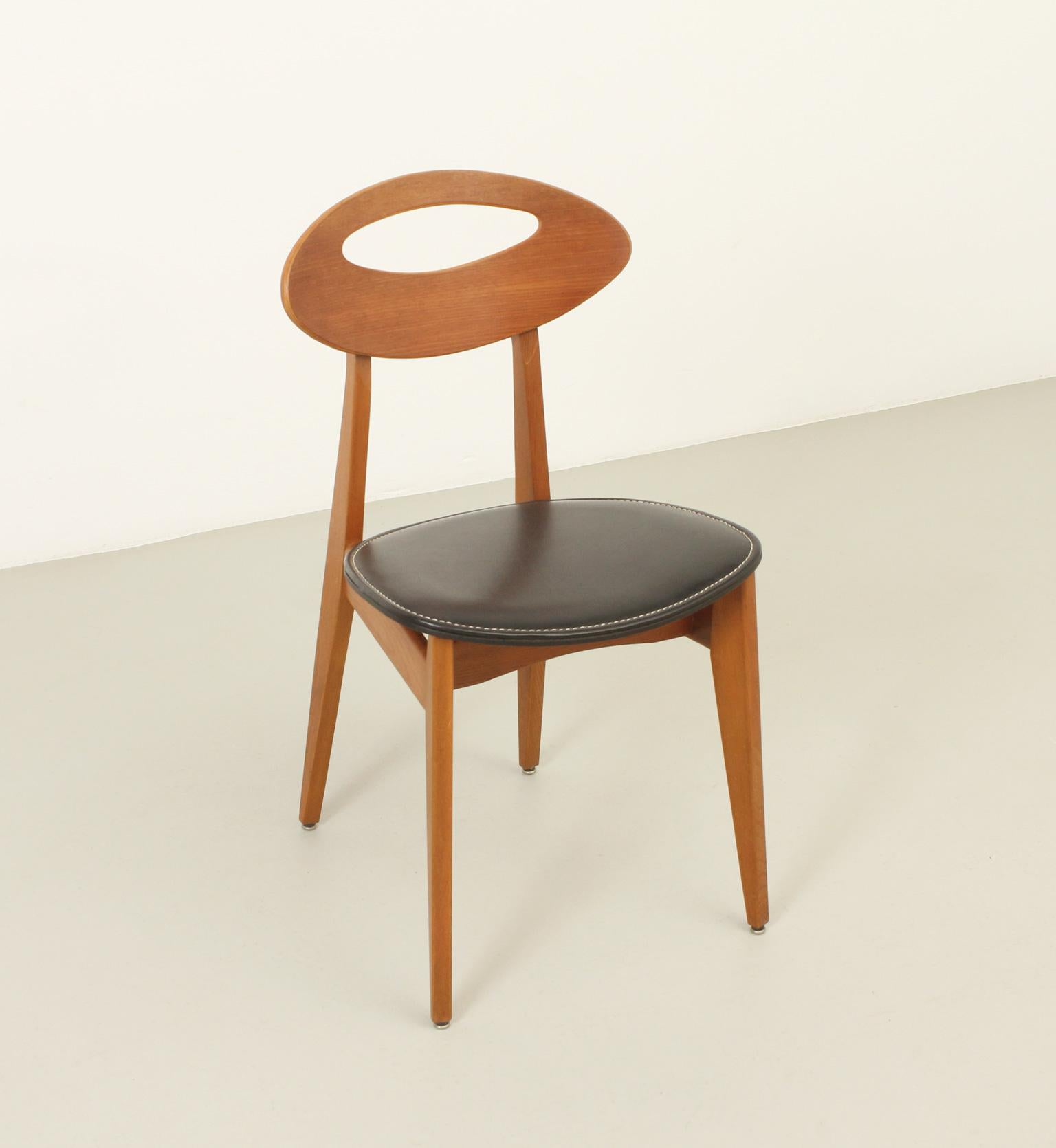 Six chaises de salle à manger de Roger Landault pour Maison Sentou, France, années 1950 4