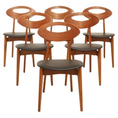 Six chaises de salle à manger de Roger Landault pour Maison Sentou, France, années 1950