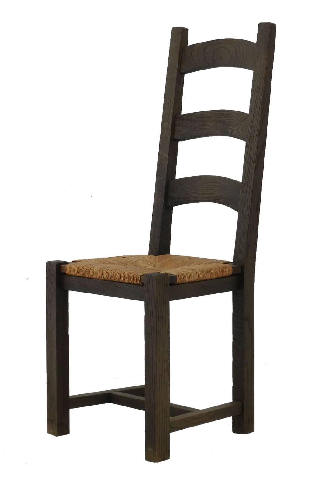 Six dining chairs French 20th century ladder back rush seat Shaker style. 
Free Shipping Options available 
We will always do our best to offer free shipping or at the lowest possble price please ask
 