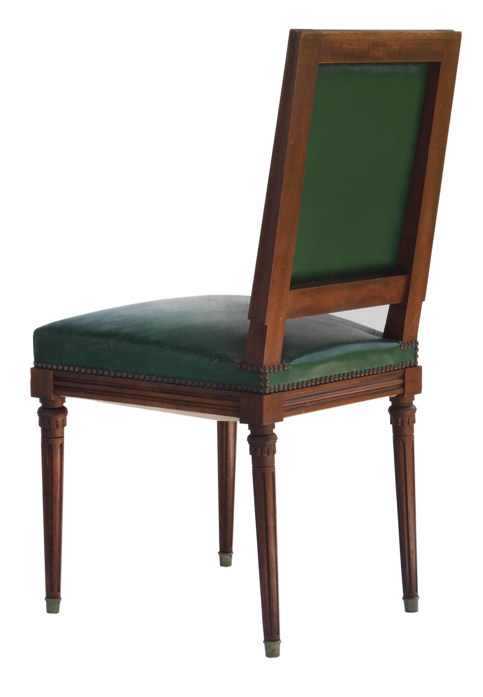 green leather dining chairs