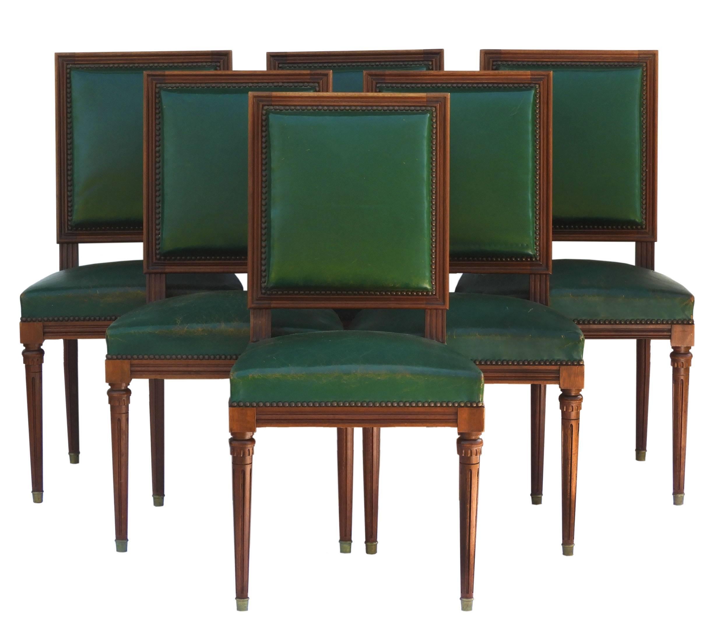dining chairs green leather