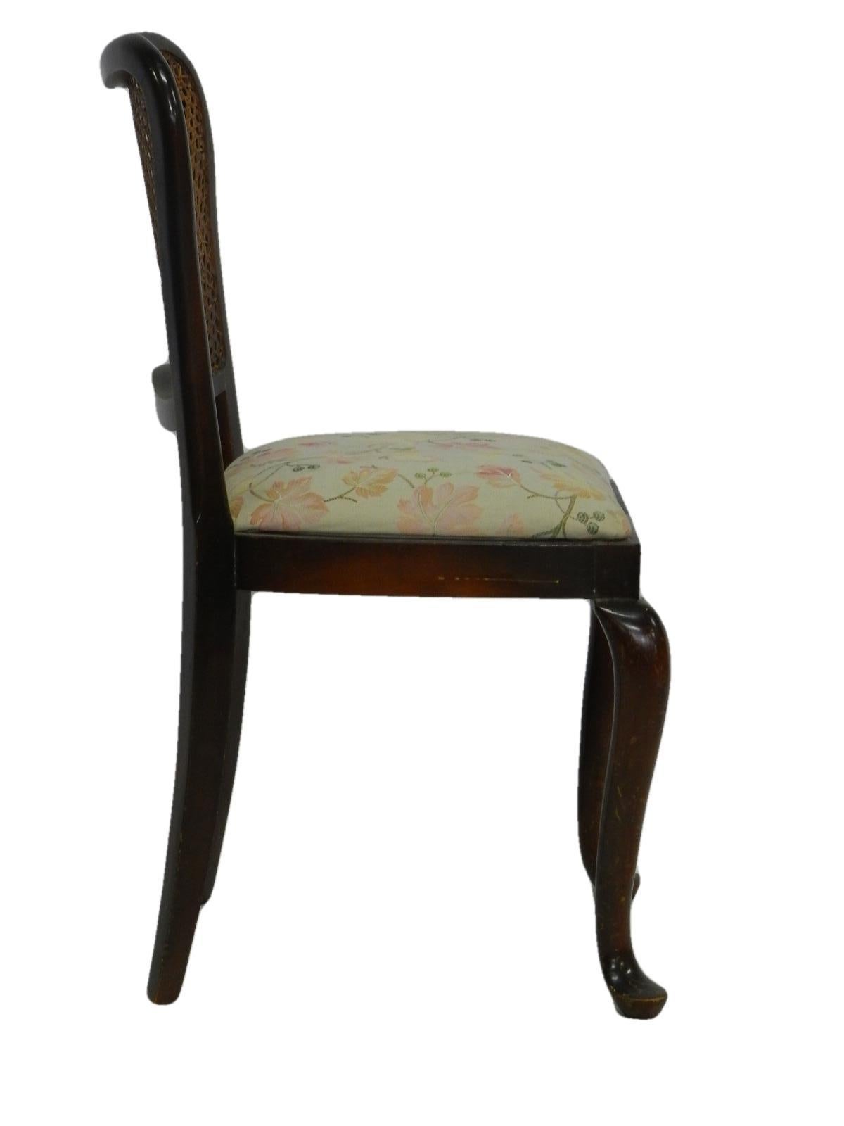 Mid-20th Century Six Dining Chairs French Cane Back Upholstered, 20th Century