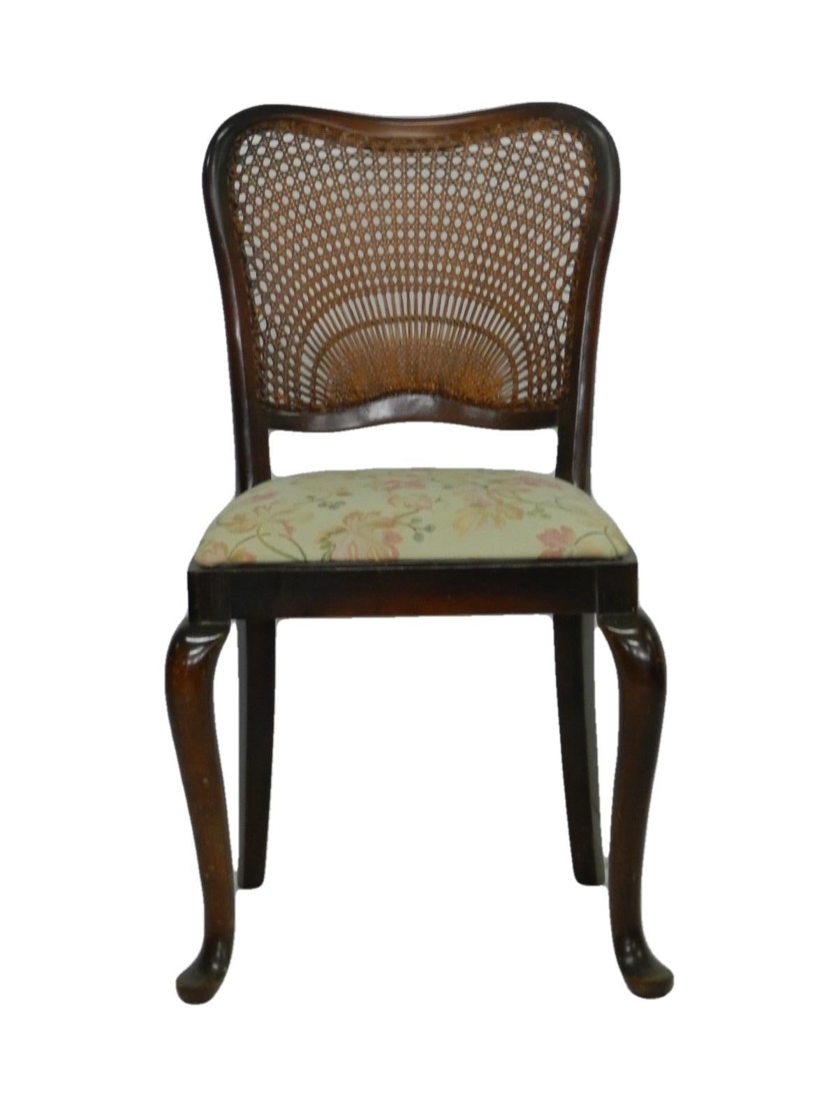 Six Dining Chairs French Cane Back Upholstered, 20th Century 3
