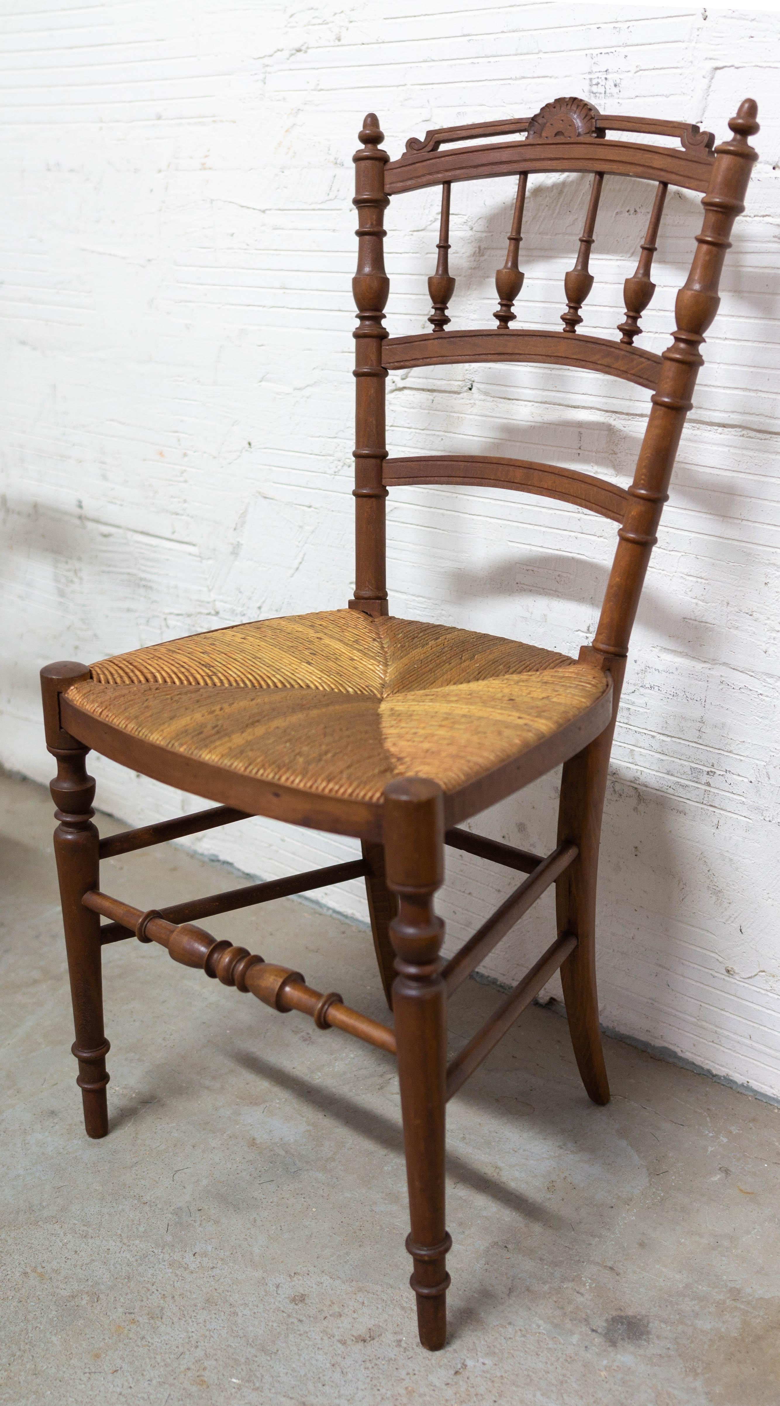 Six Dining Chairs French Rush Seats and Baluster Backs, Late 19th Century 2