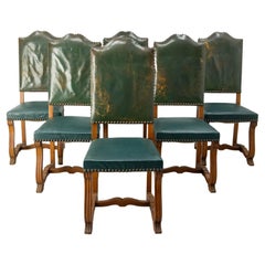 Six Dining Chairs High Back Upholstered to Recover French, circa 1920