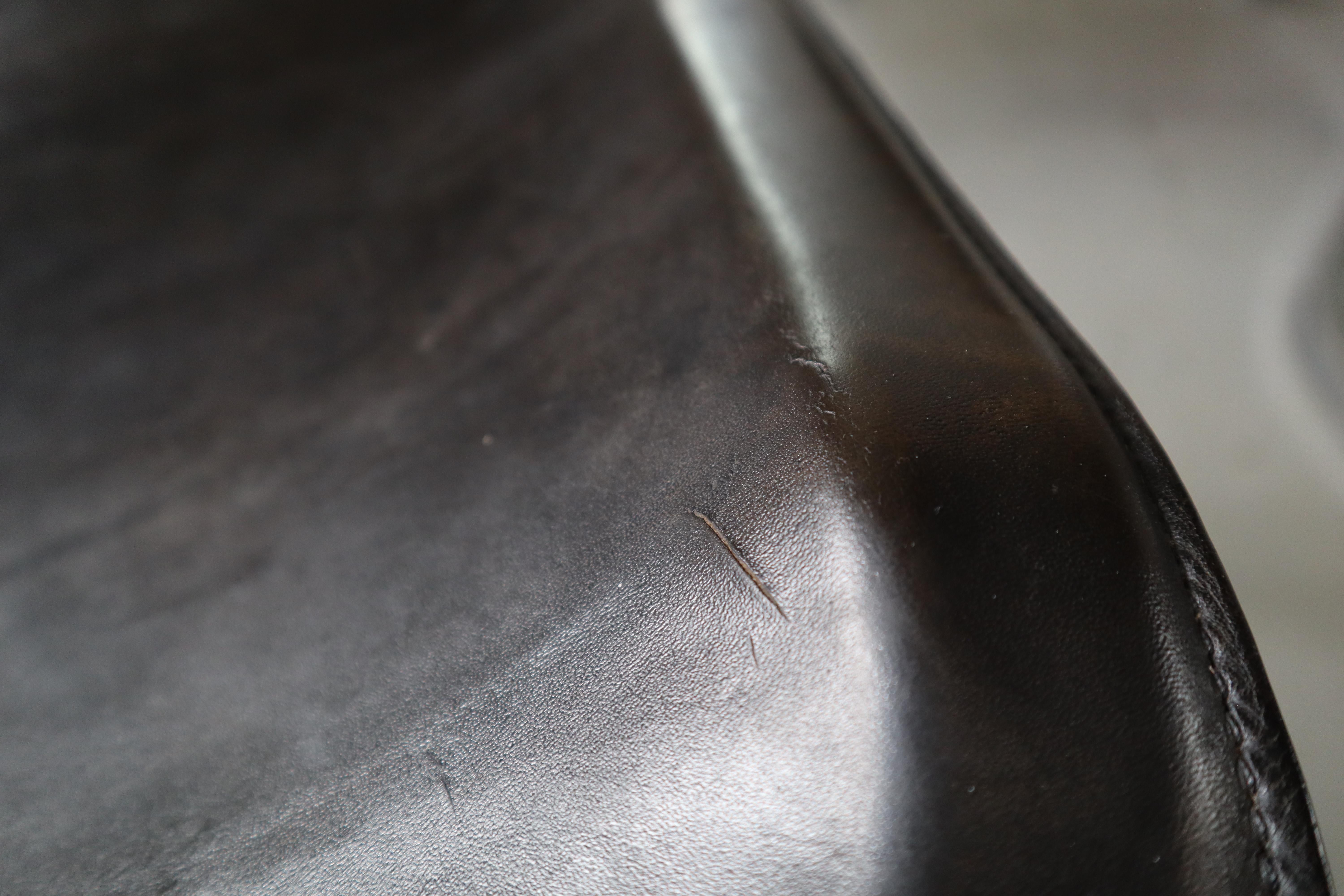 Six dining chairs in black leather and chrome by Willy Rizzo for Cidue, Italy 3