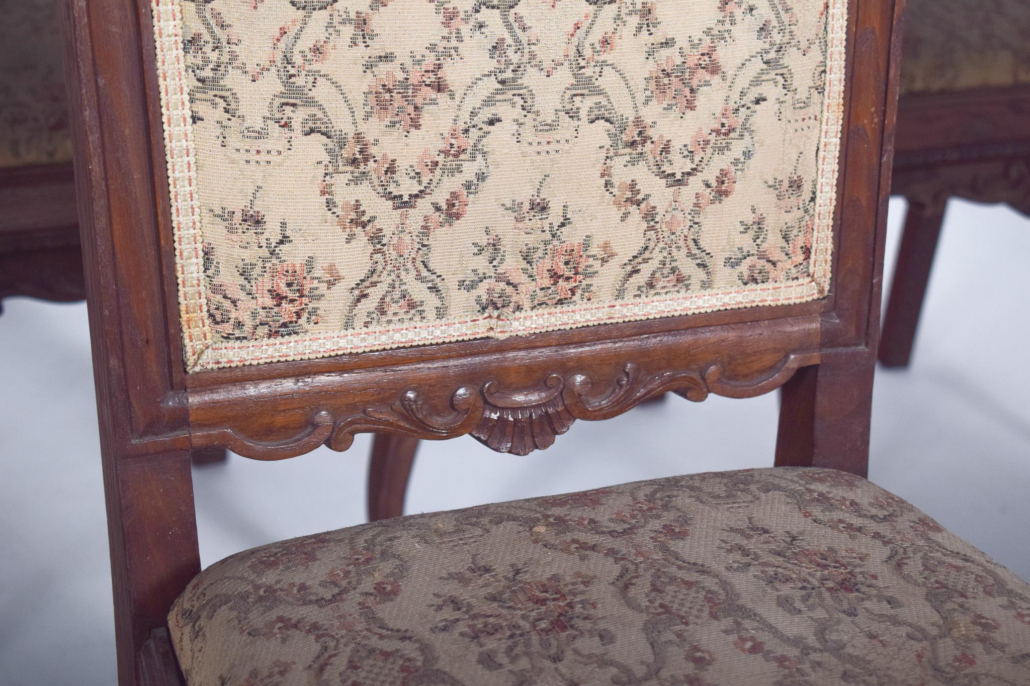 Seis sillas de comedor de estilo Luis XV principios del siglo XX en venta