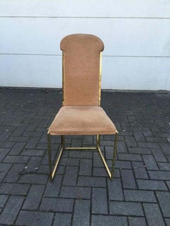 Six Dining Chairs in MéTal and Gold Chrome in the style of Roméo Réga