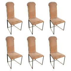 Six Dining Chairs in MéTal and Gold Chrome in the style of Roméo Réga