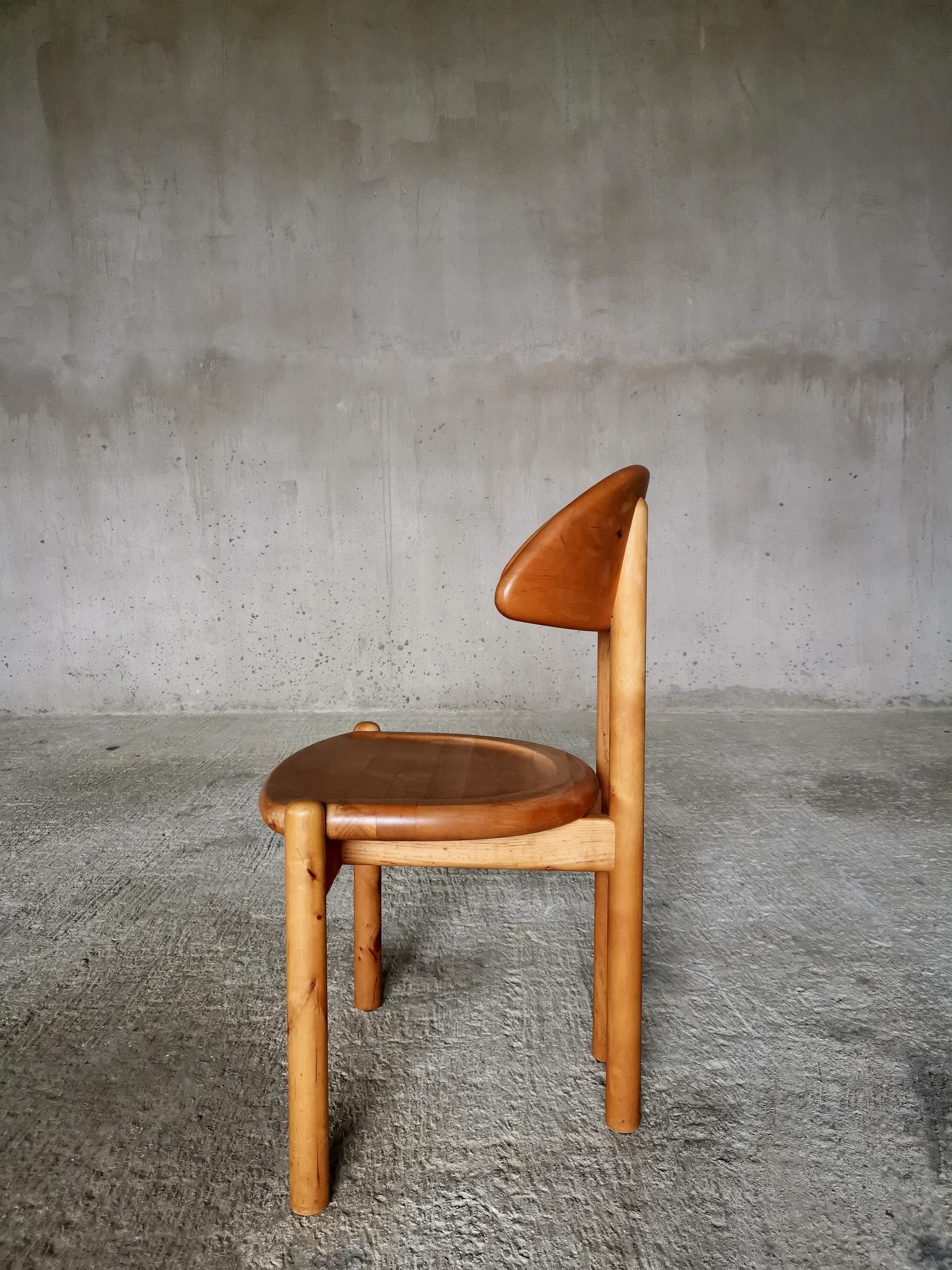 Danish Six dining chairs in solid cherry, style of Rainer Daumiller. Denmark 1970s